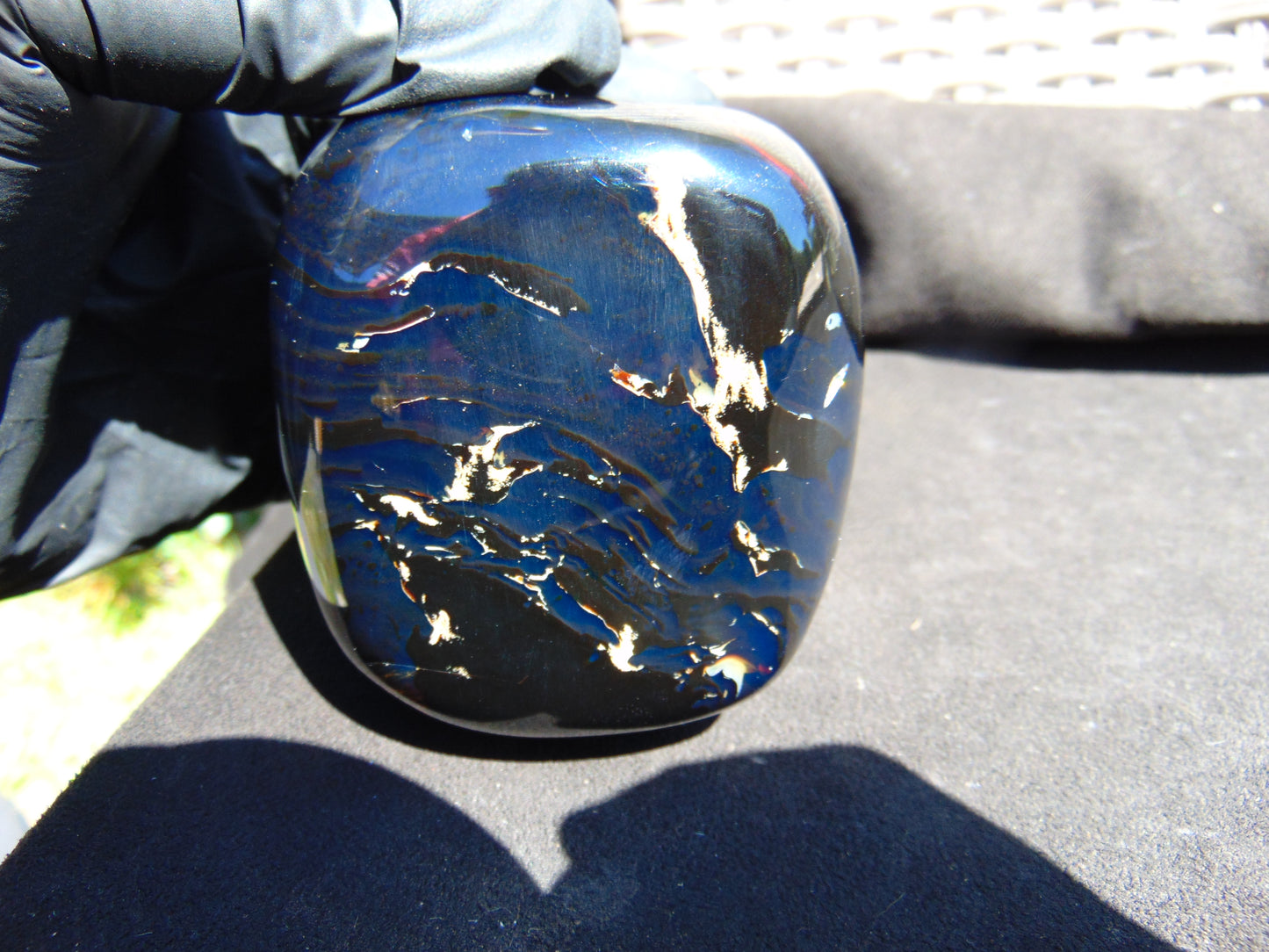 253 gr Polished Stone 78x69x70 Indonesian Blue Amber for Healing 25Y134