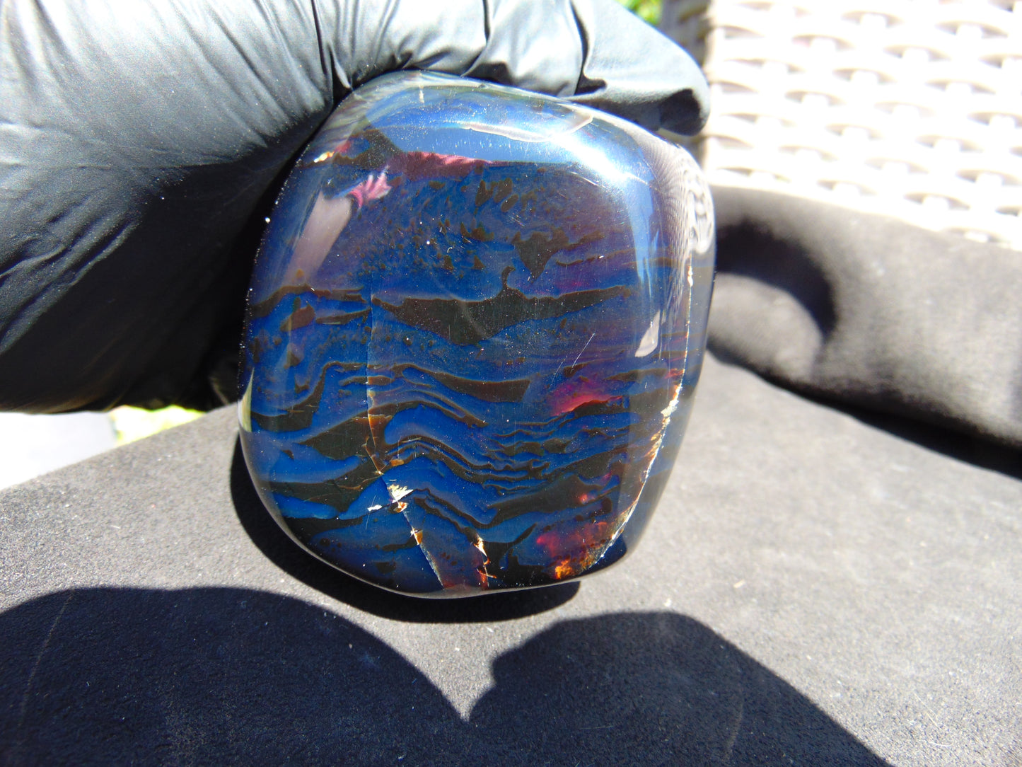 253 gr Polished Stone 78x69x70 Indonesian Blue Amber for Healing 25Y134