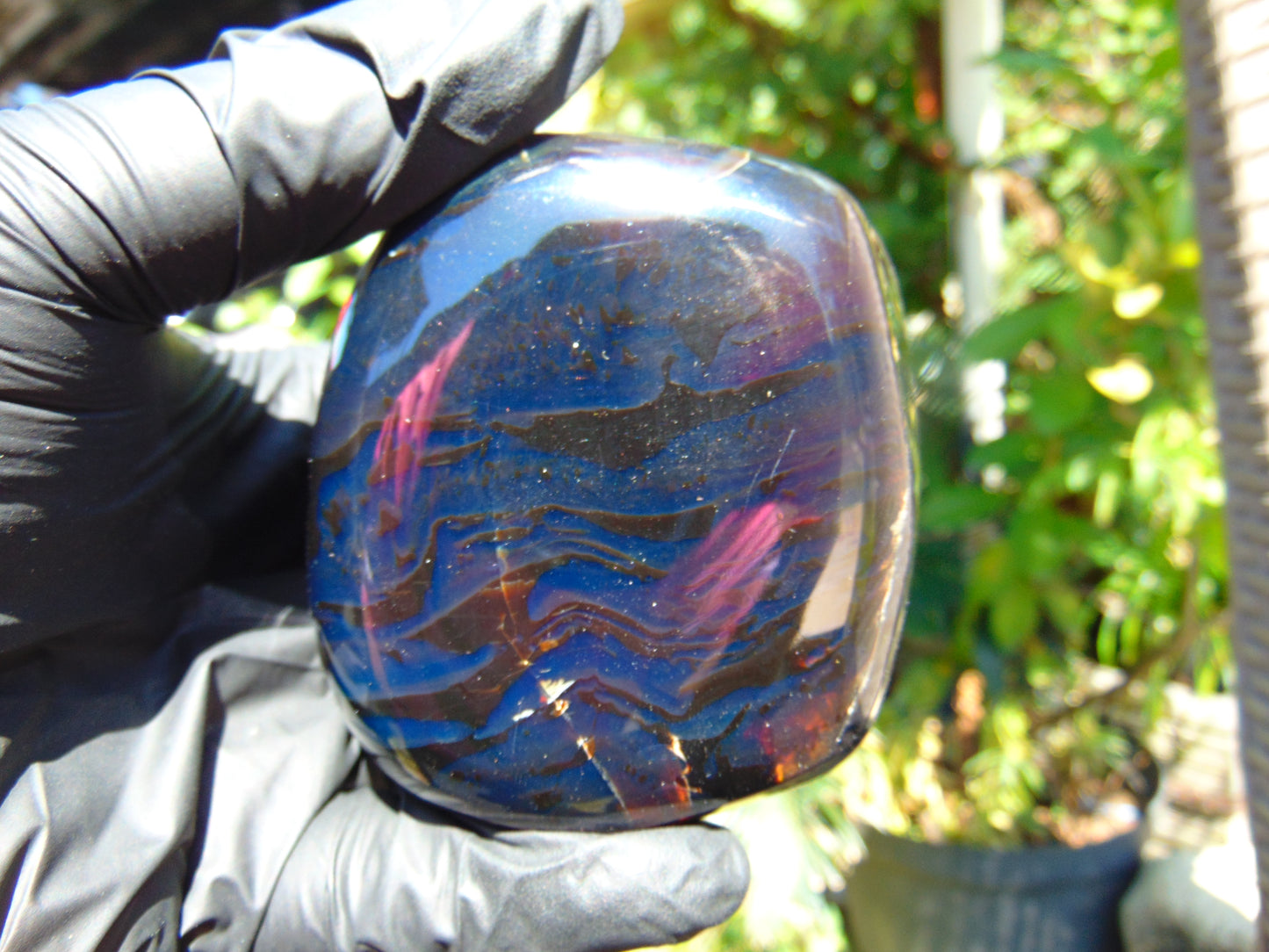 253 gr Polished Stone 78x69x70 Indonesian Blue Amber for Healing 25Y134