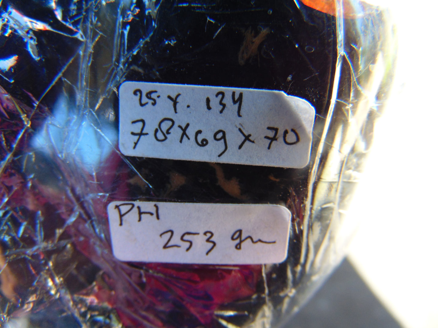 253 gr Polished Stone 78x69x70 Indonesian Blue Amber for Healing 25Y134