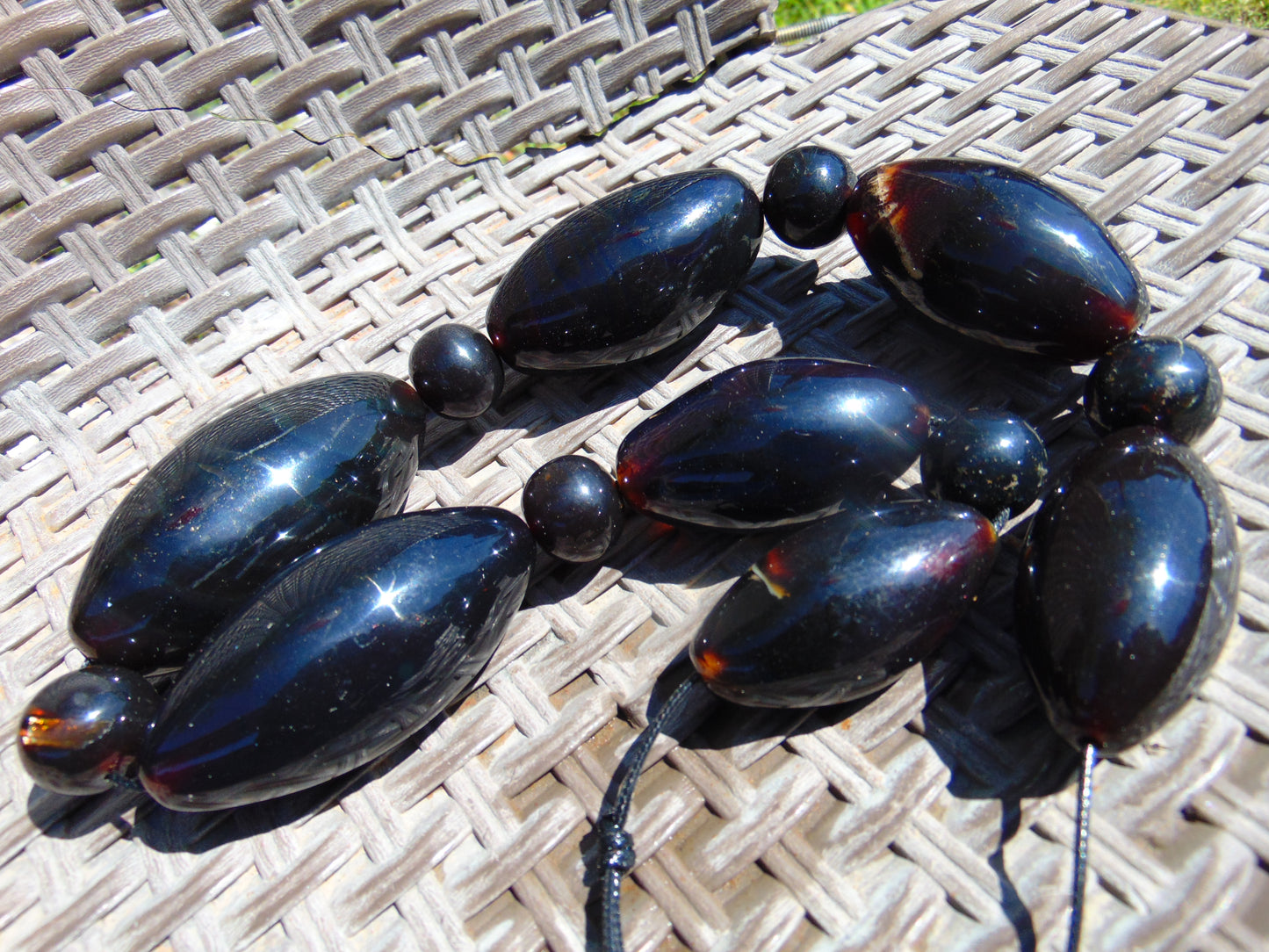 276 gr Big Necklace Beads Indonesian Cherry Red Blue Amber for Healing FR133