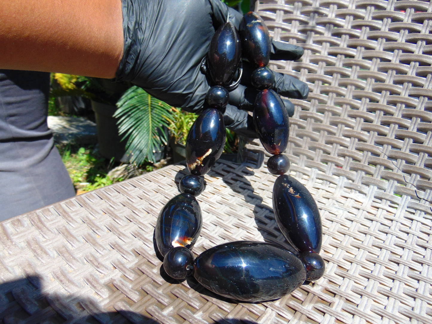 276 gr Big Necklace Beads Indonesian Cherry Red Blue Amber for Healing FR133