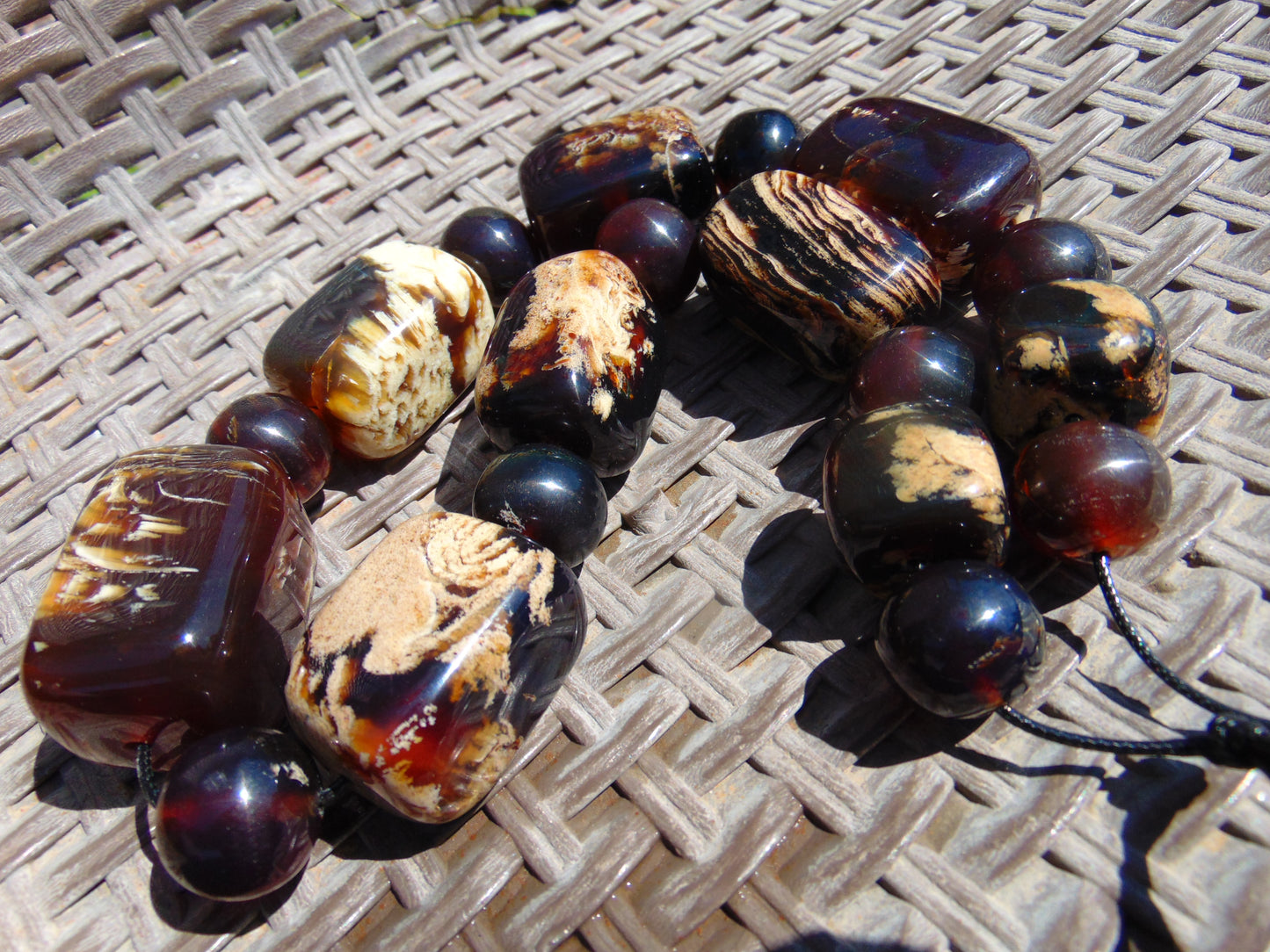 245 gr Big Necklace Square Beads Indonesian White Amber for Healing FR140