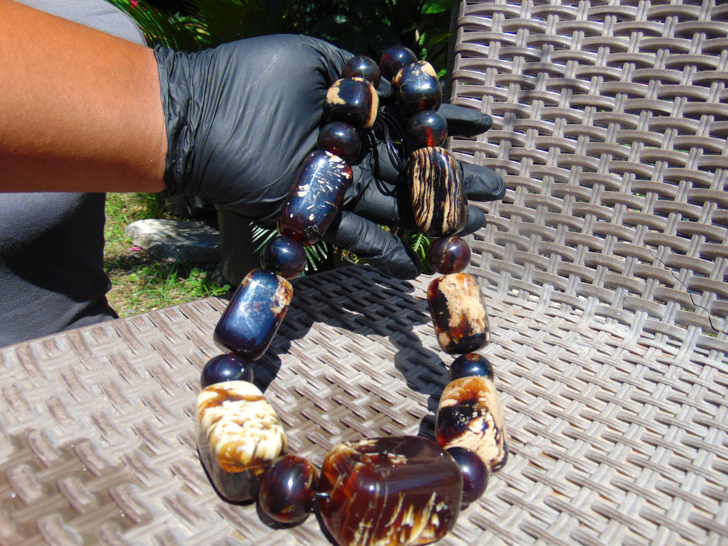 245 gr Big Necklace Square Beads Indonesian White Amber for Healing FR140