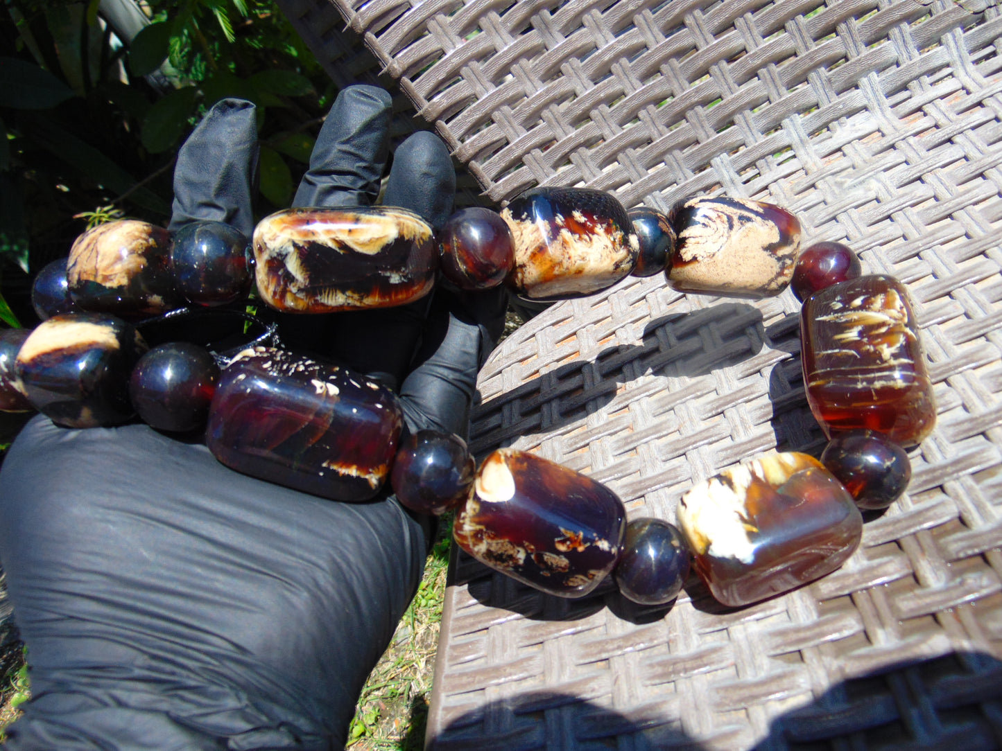 245 gr Big Necklace Square Beads Indonesian White Amber for Healing FR140