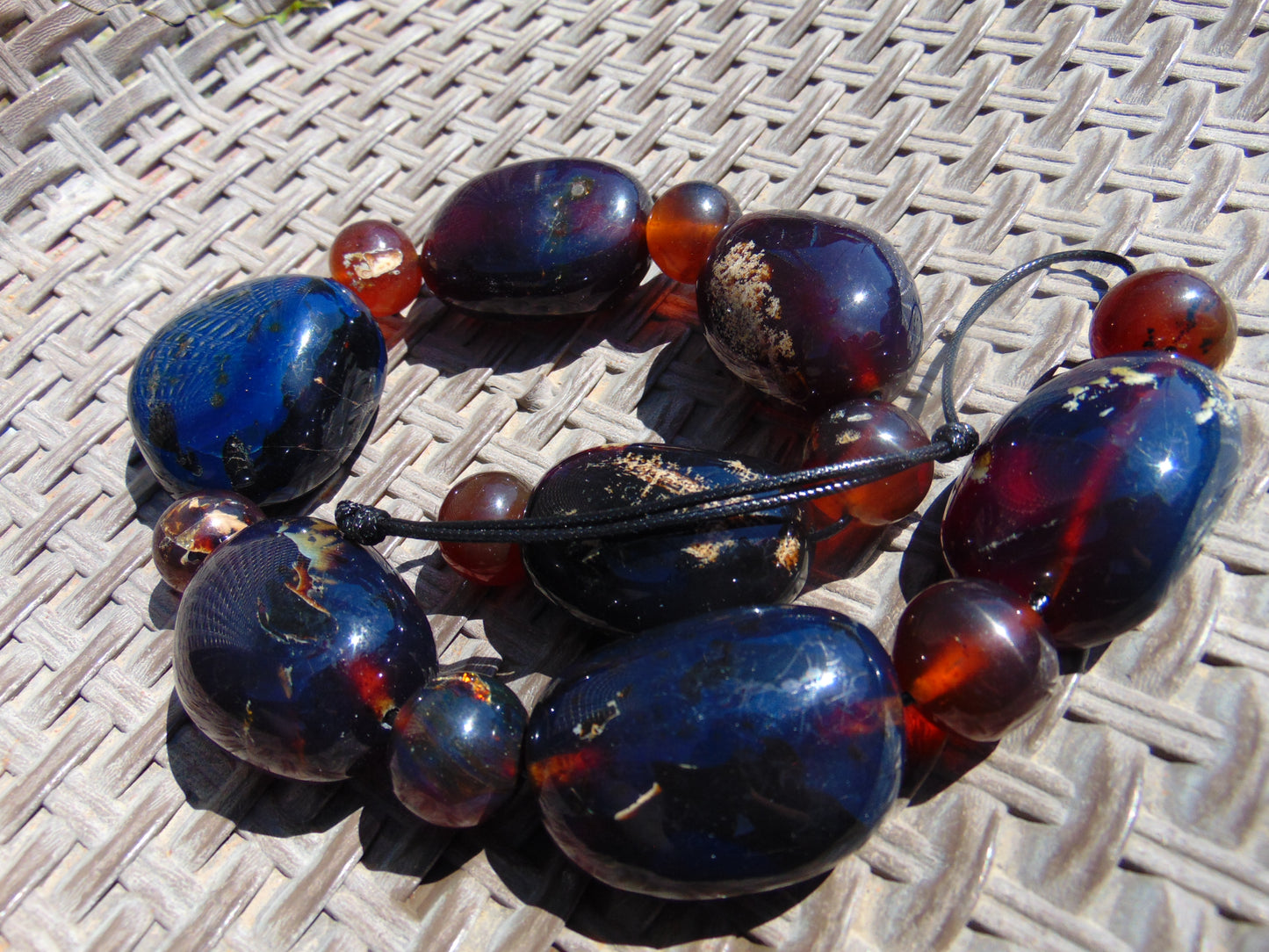 257 gr Big Necklace Beads Indonesian Blue Amber for Healing FR135