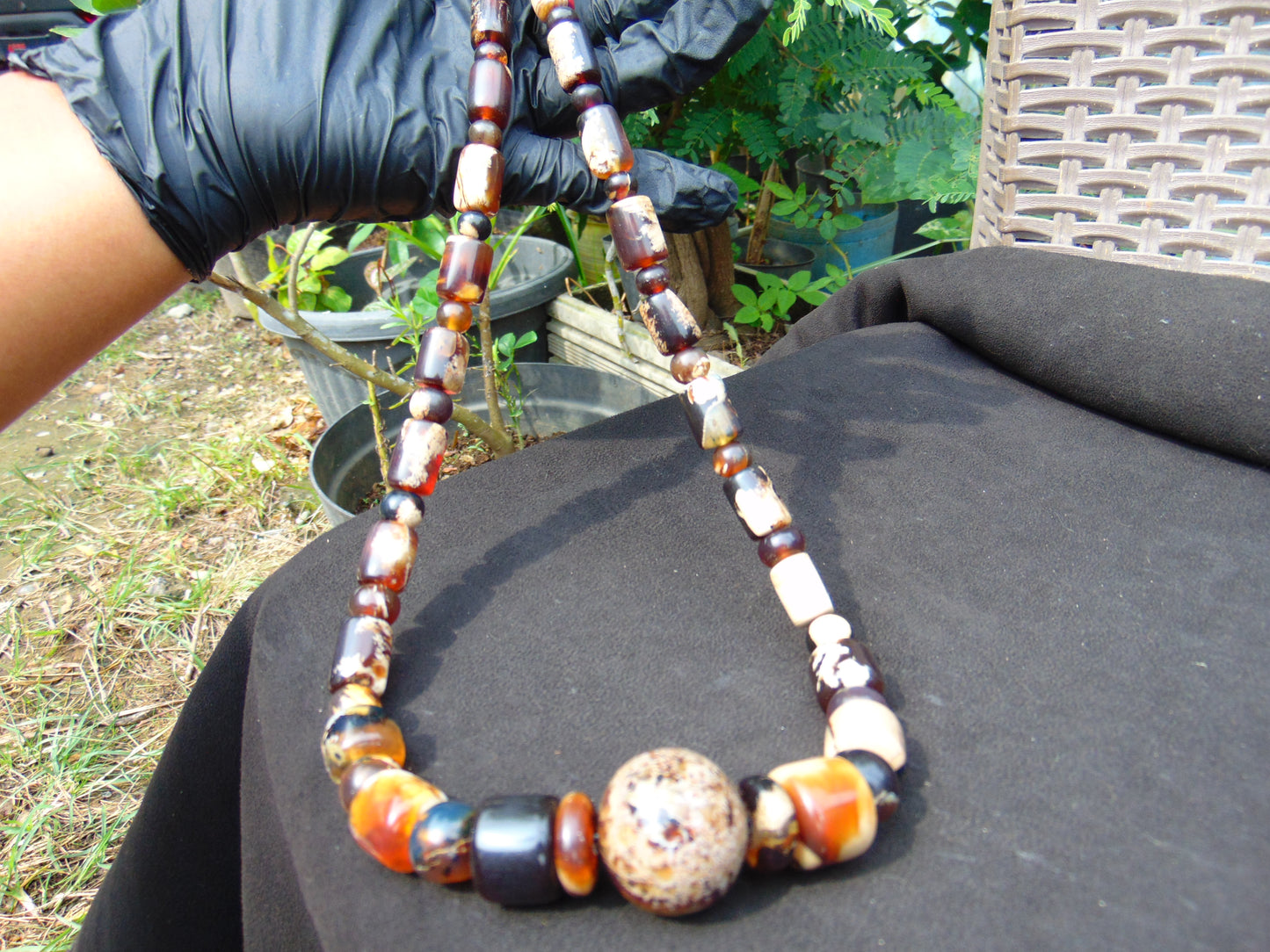 73 gram Small Beads Combination Necklace Indonesian white Amber for Healing NEC3