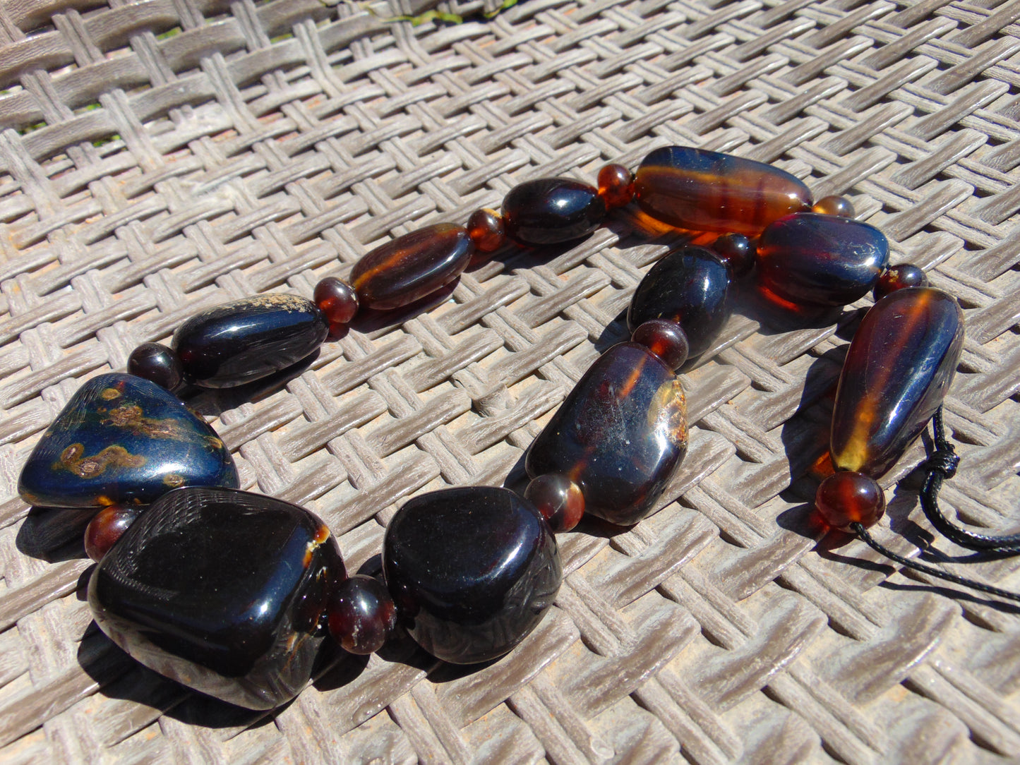 105 gr Necklace Combination Beads Indonesian Cherry Red Blue Amber for Healing FR137