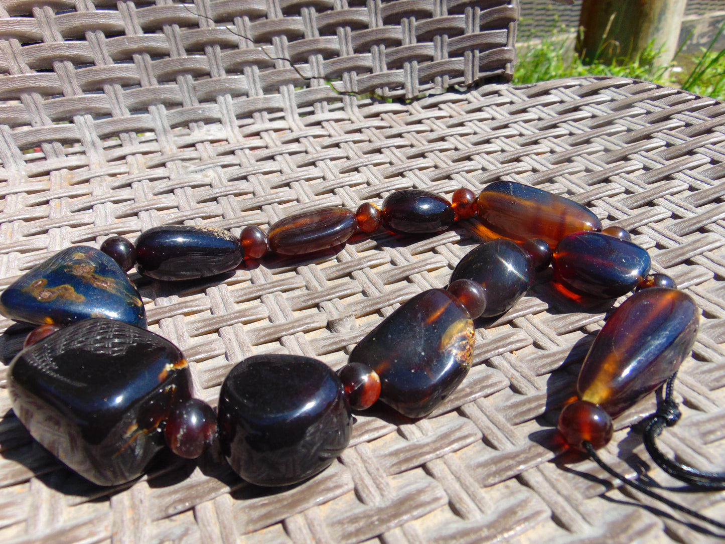 105 gr Necklace Combination Beads Indonesian Cherry Red Blue Amber for Healing FR137