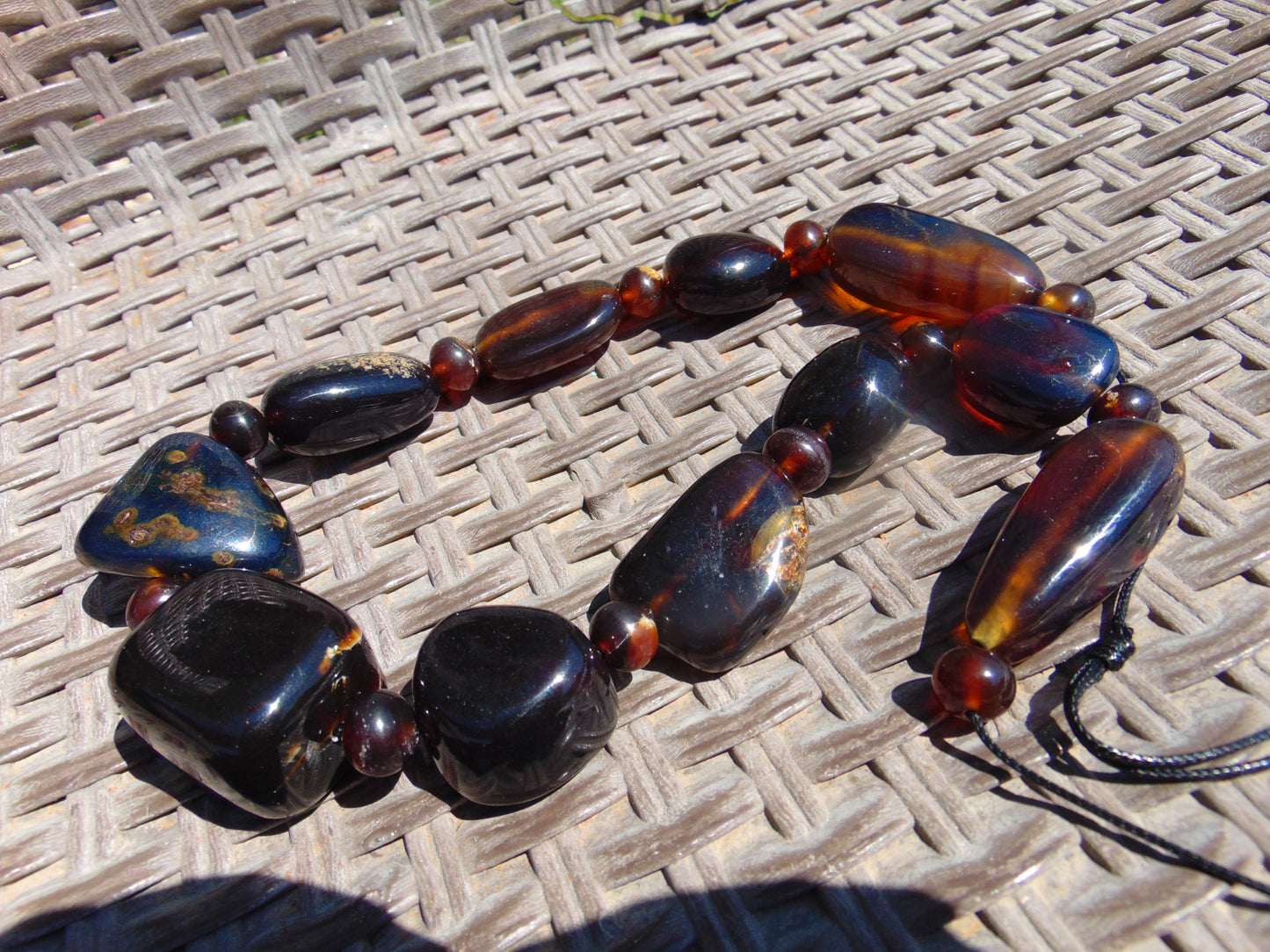 105 gr Necklace Combination Beads Indonesian Cherry Red Blue Amber for Healing FR137