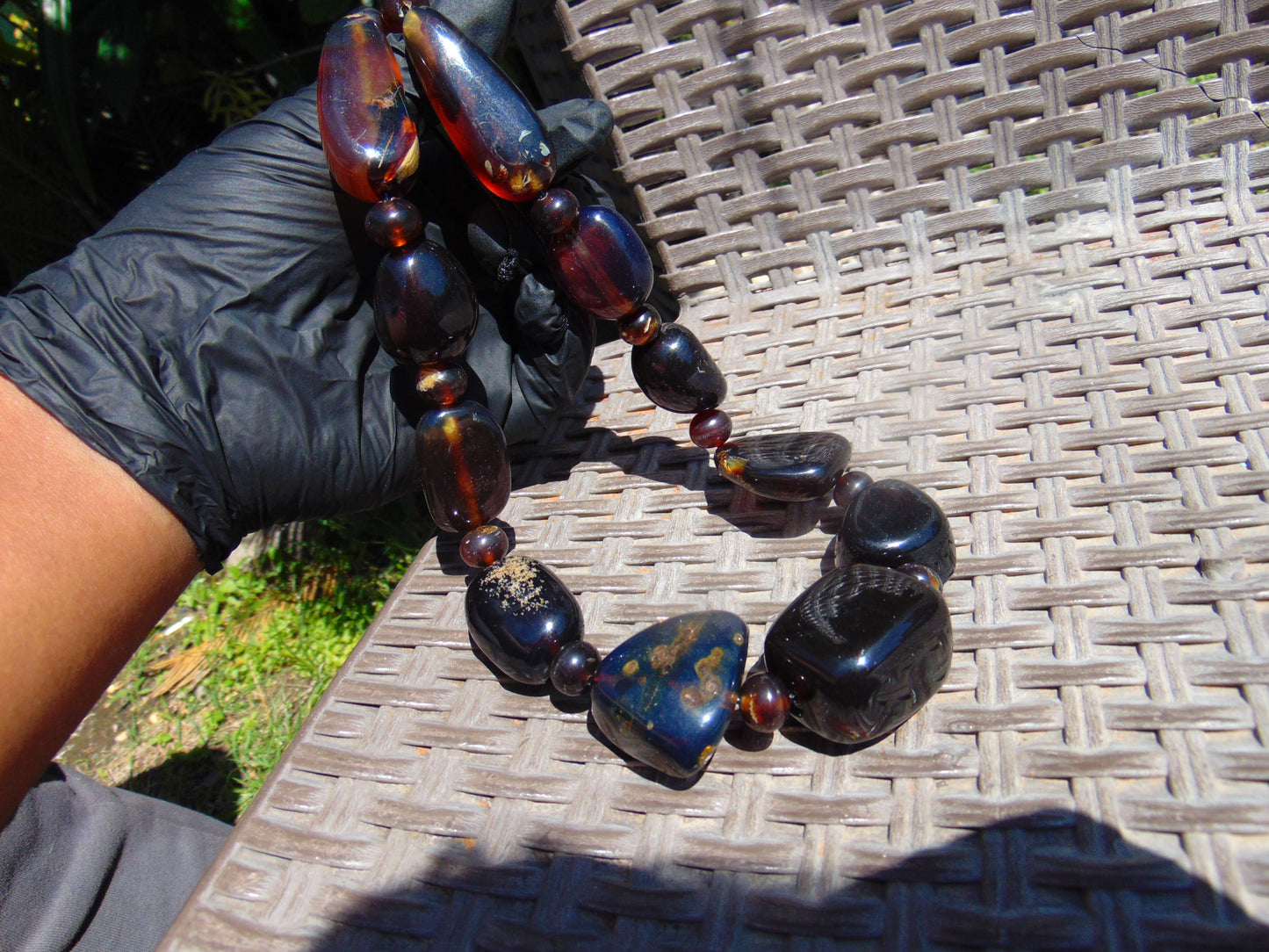 105 gr Necklace Combination Beads Indonesian Cherry Red Blue Amber for Healing FR137