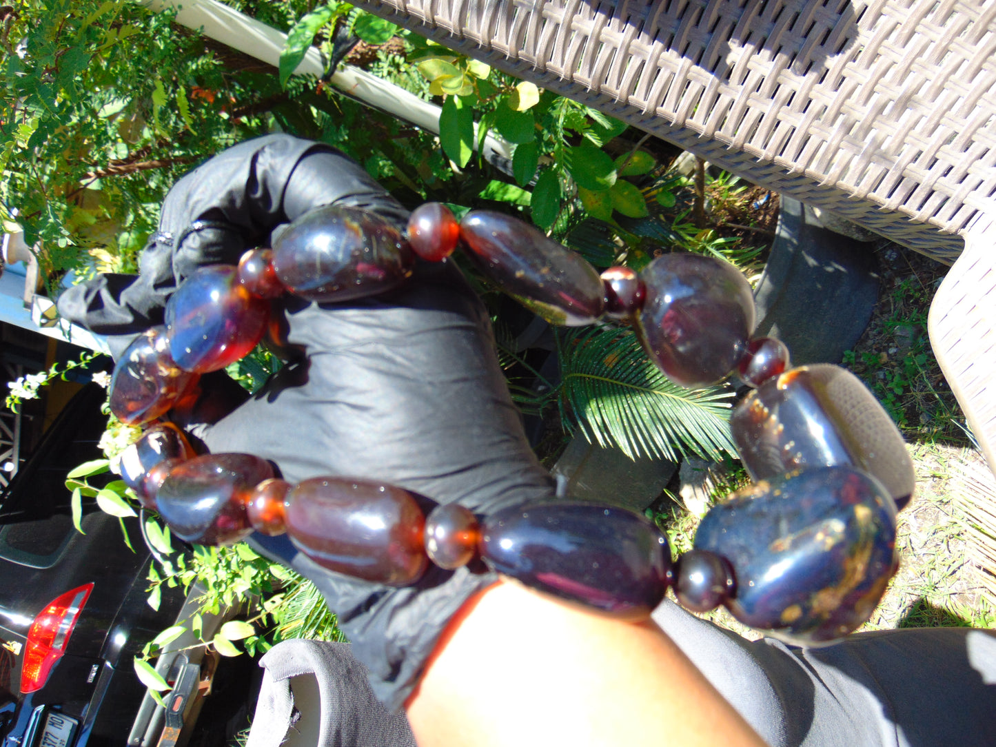 105 gr Necklace Combination Beads Indonesian Cherry Red Blue Amber for Healing FR137
