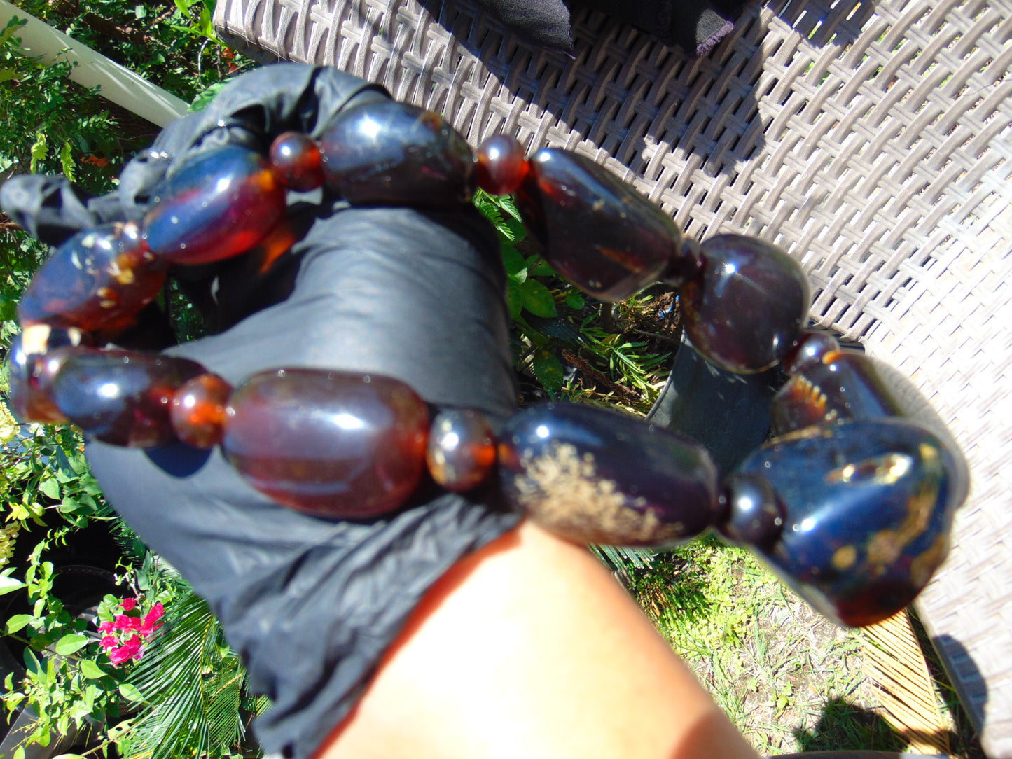 105 gr Necklace Combination Beads Indonesian Cherry Red Blue Amber for Healing FR137