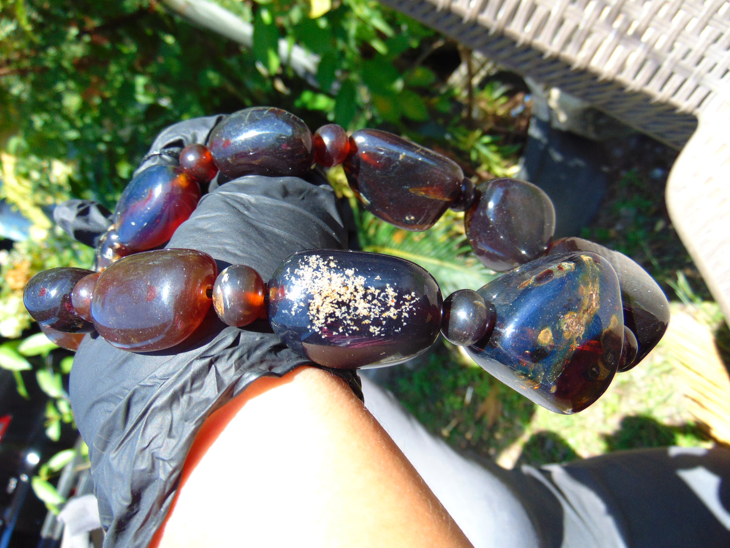 105 gr Necklace Combination Beads Indonesian Cherry Red Blue Amber for Healing FR137