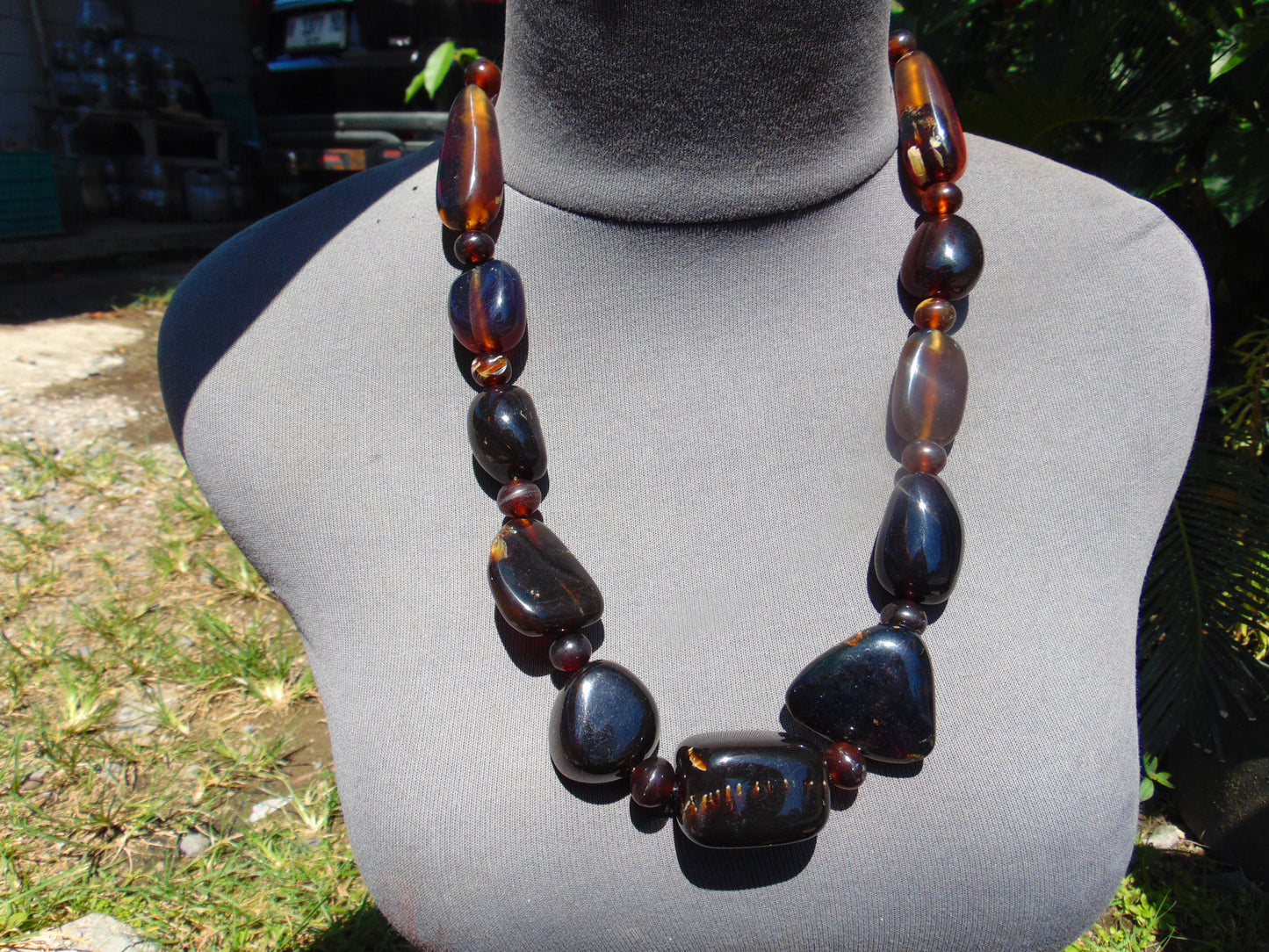 105 gr Necklace Combination Beads Indonesian Cherry Red Blue Amber for Healing FR137