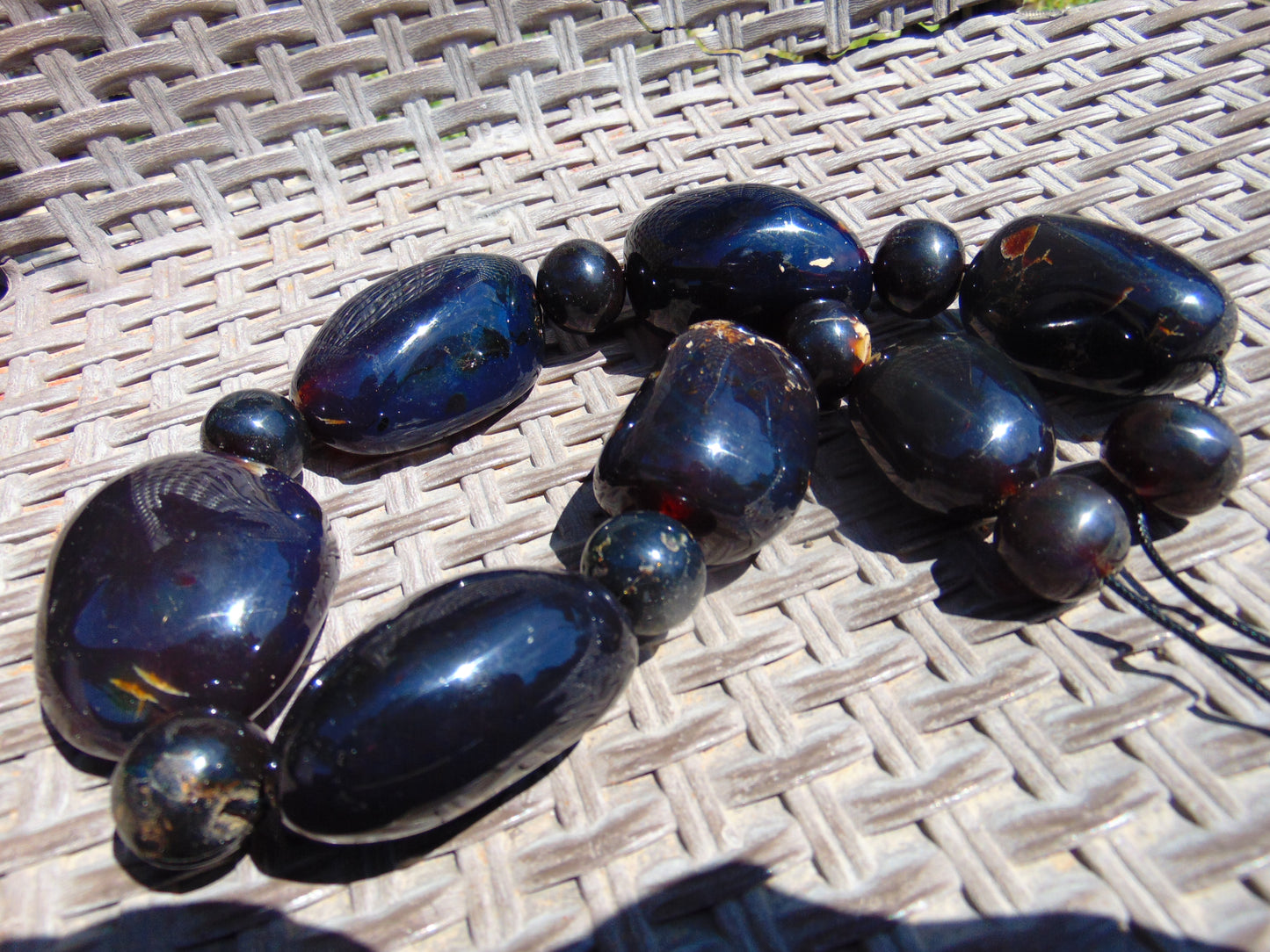 295 gr Big Necklace Beads Indonesian Cherry Red Blue Amber for Healing FR143