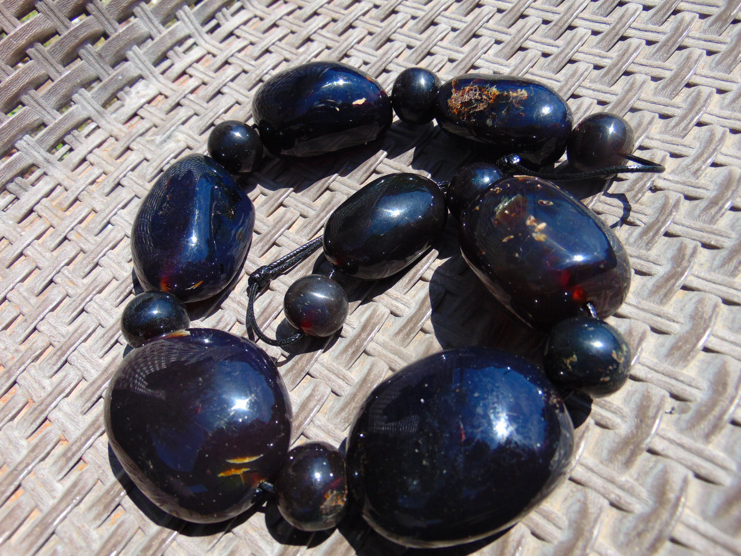 295 gr Big Necklace Beads Indonesian Cherry Red Blue Amber for Healing FR143