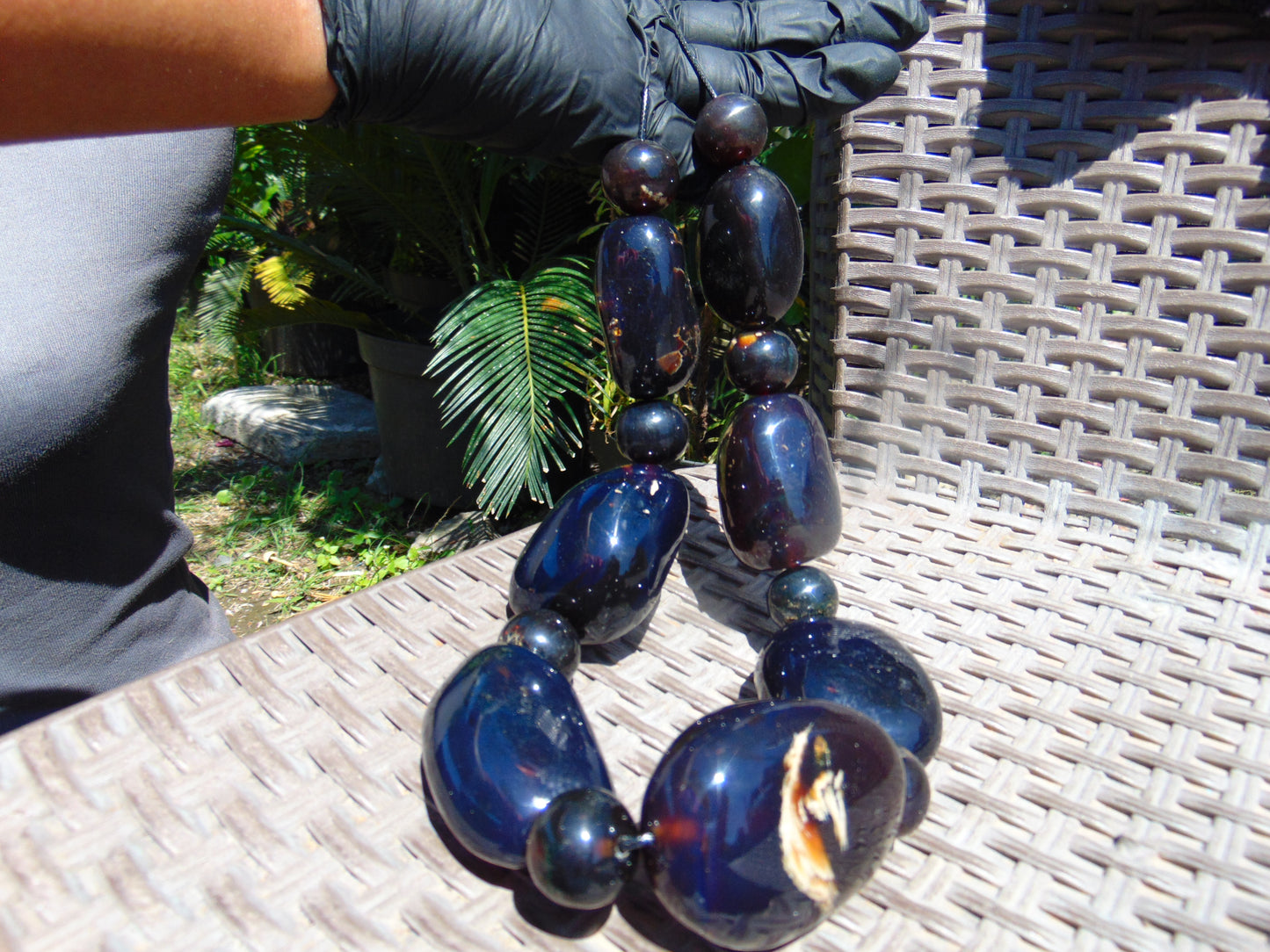 295 gr Big Necklace Beads Indonesian Cherry Red Blue Amber for Healing FR143