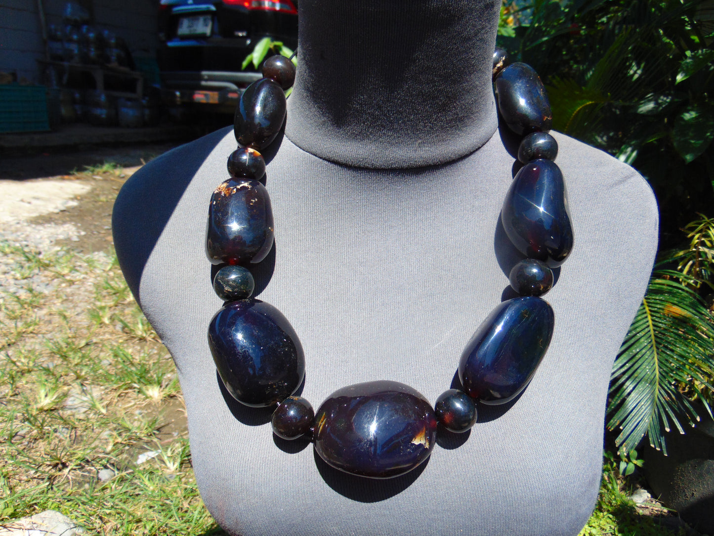 295 gr Big Necklace Beads Indonesian Cherry Red Blue Amber for Healing FR143