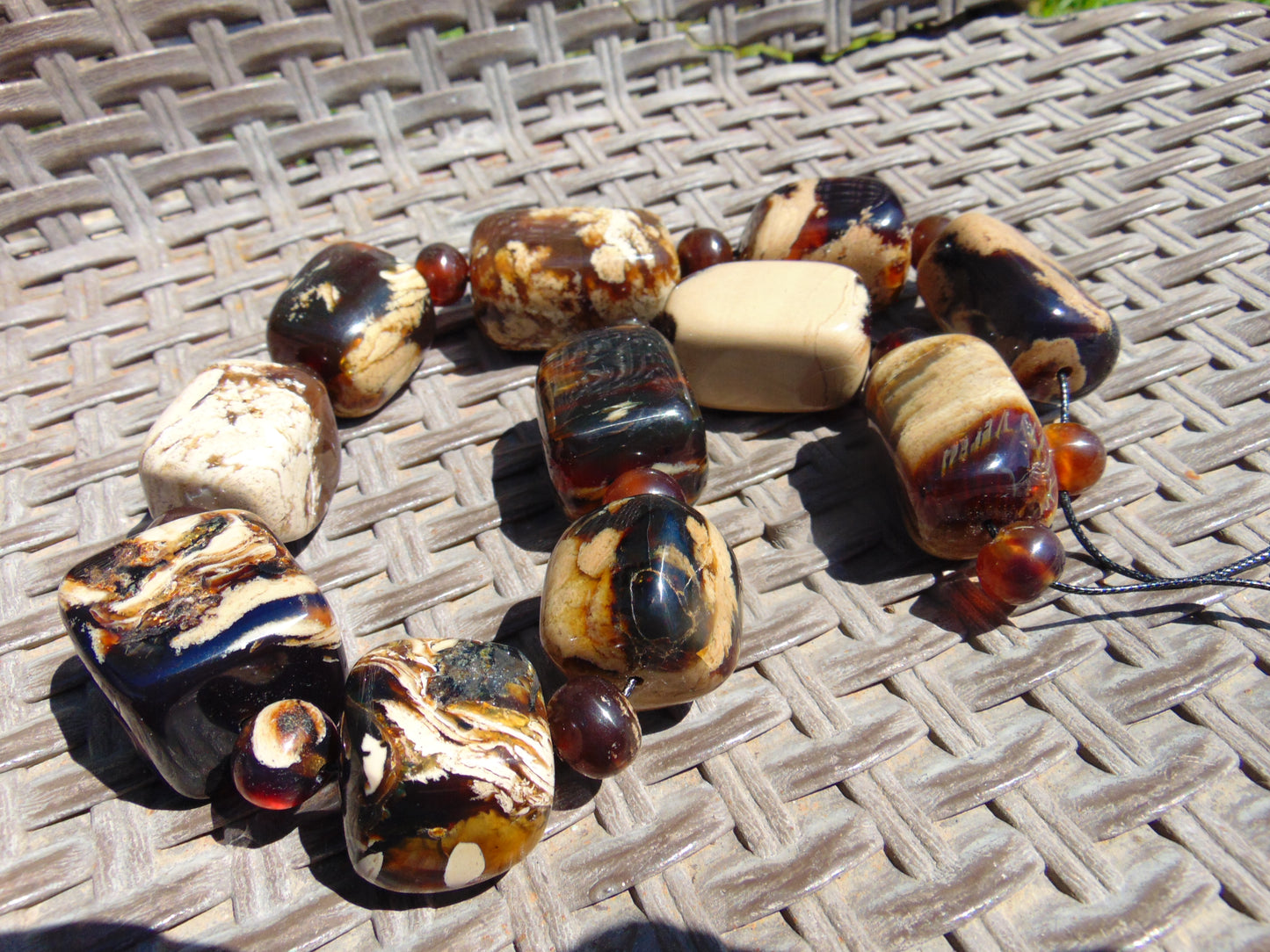 197 gr Combination Necklace Square Beads Indonesian White Amber for Healing FR141