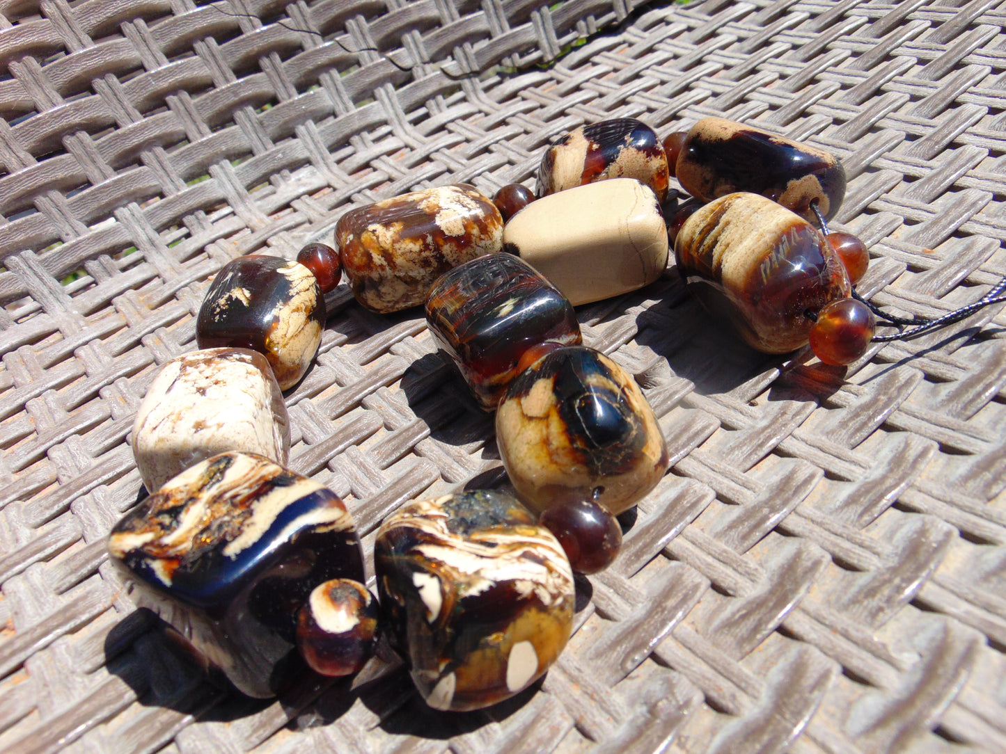 197 gr Combination Necklace Square Beads Indonesian White Amber for Healing FR141