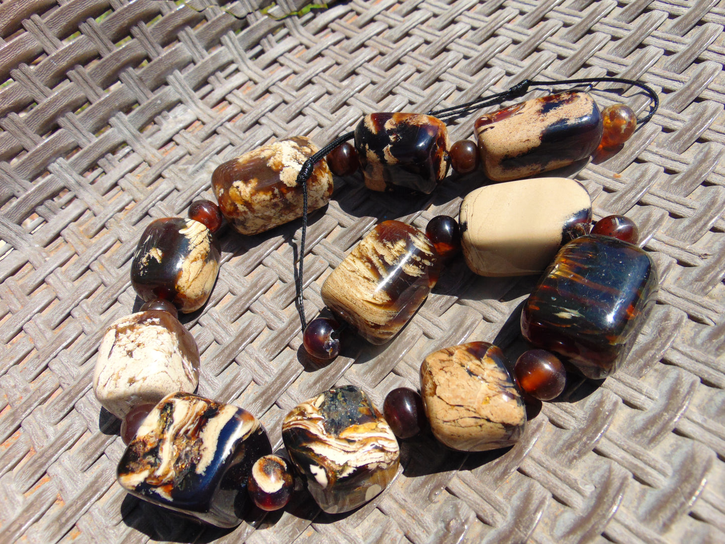 197 gr Combination Necklace Square Beads Indonesian White Amber for Healing FR141