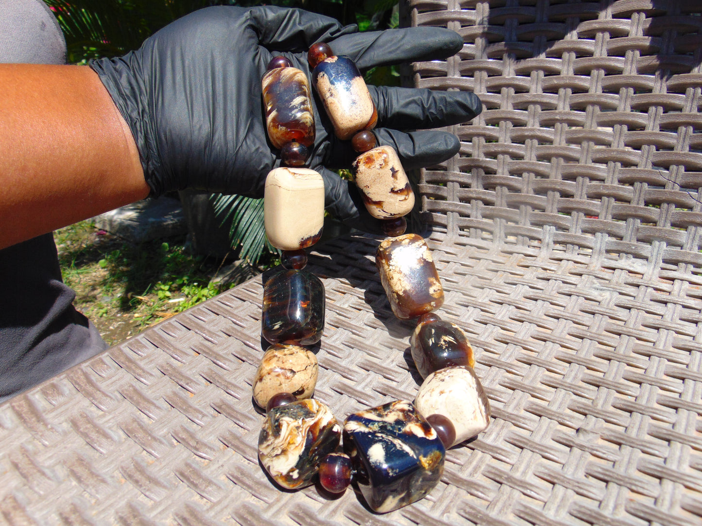 197 gr Combination Necklace Square Beads Indonesian White Amber for Healing FR141