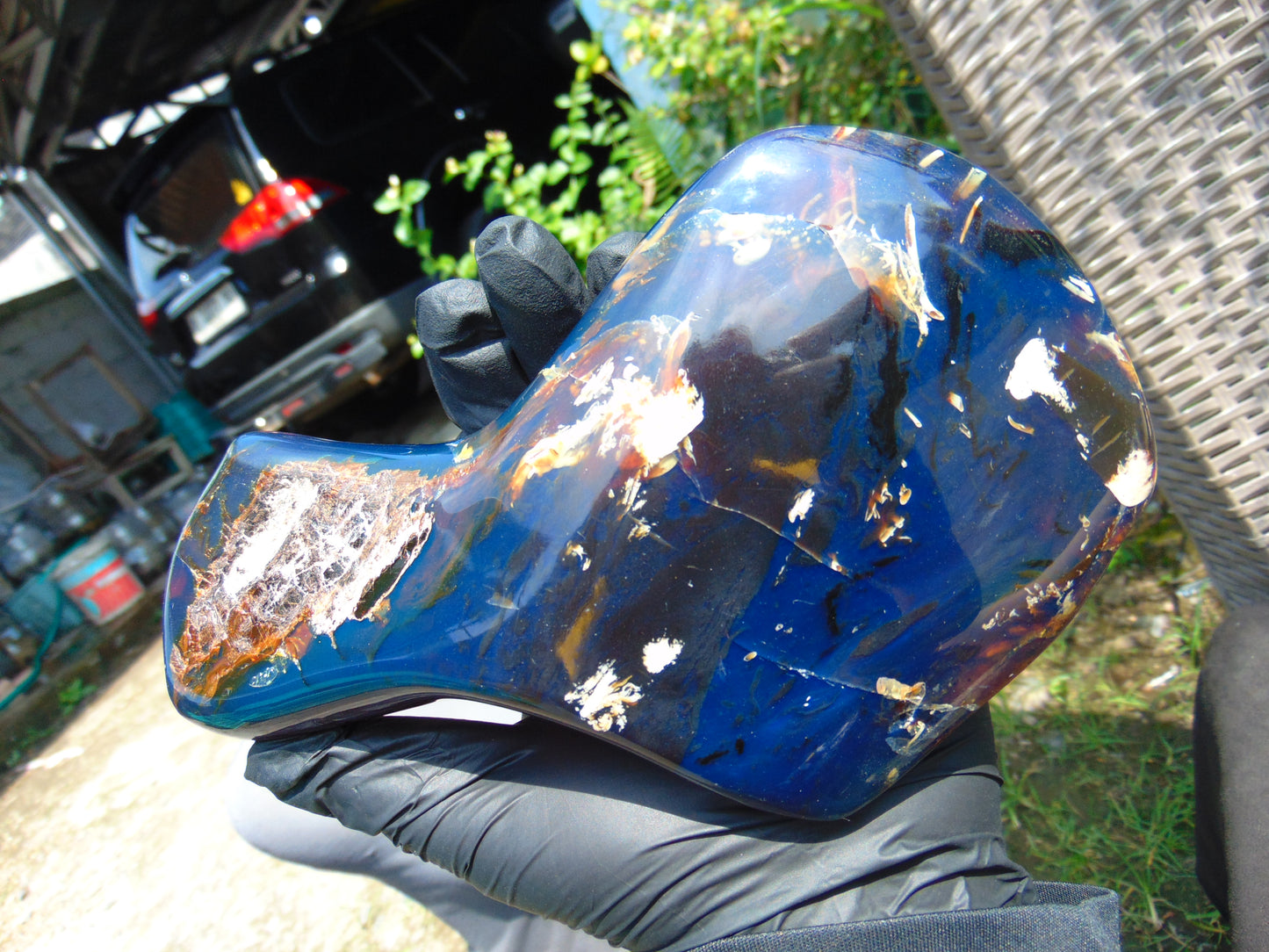 495 gr full polished 18x10x5 cm Indonesia Blue Amber AR71