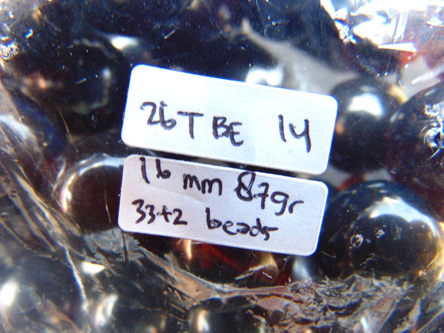 87 gr Tasbih Mesbah Rosary 33+2 Beads 16 mm Indonesian Black Blue Amber for Healing 26TBE14