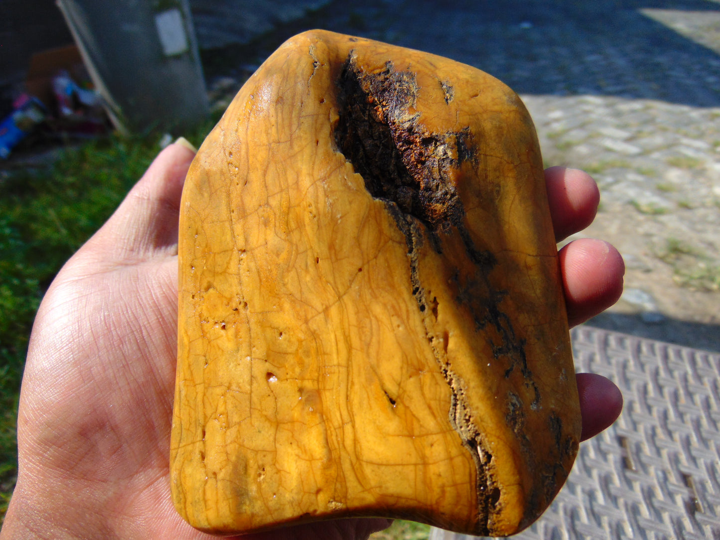 240 gram Polished Indonesia Yellow Fragrance Amber for Healing FK21