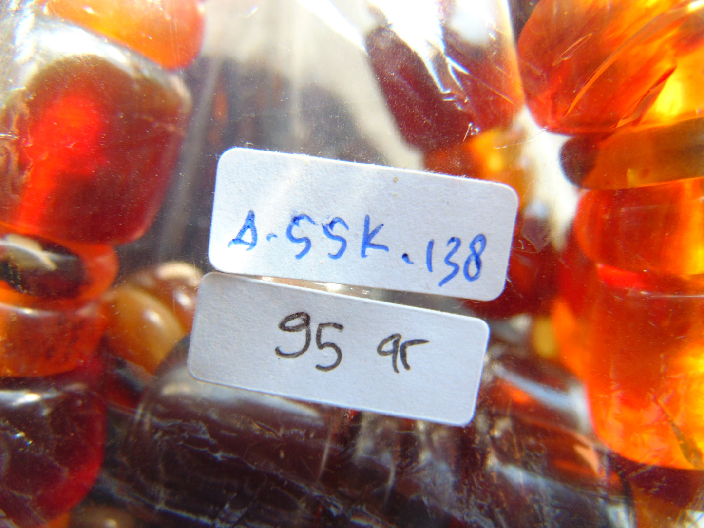 95 gram Small Beads Combination Necklace Indonesian mix blue Amber for Healing A55K138