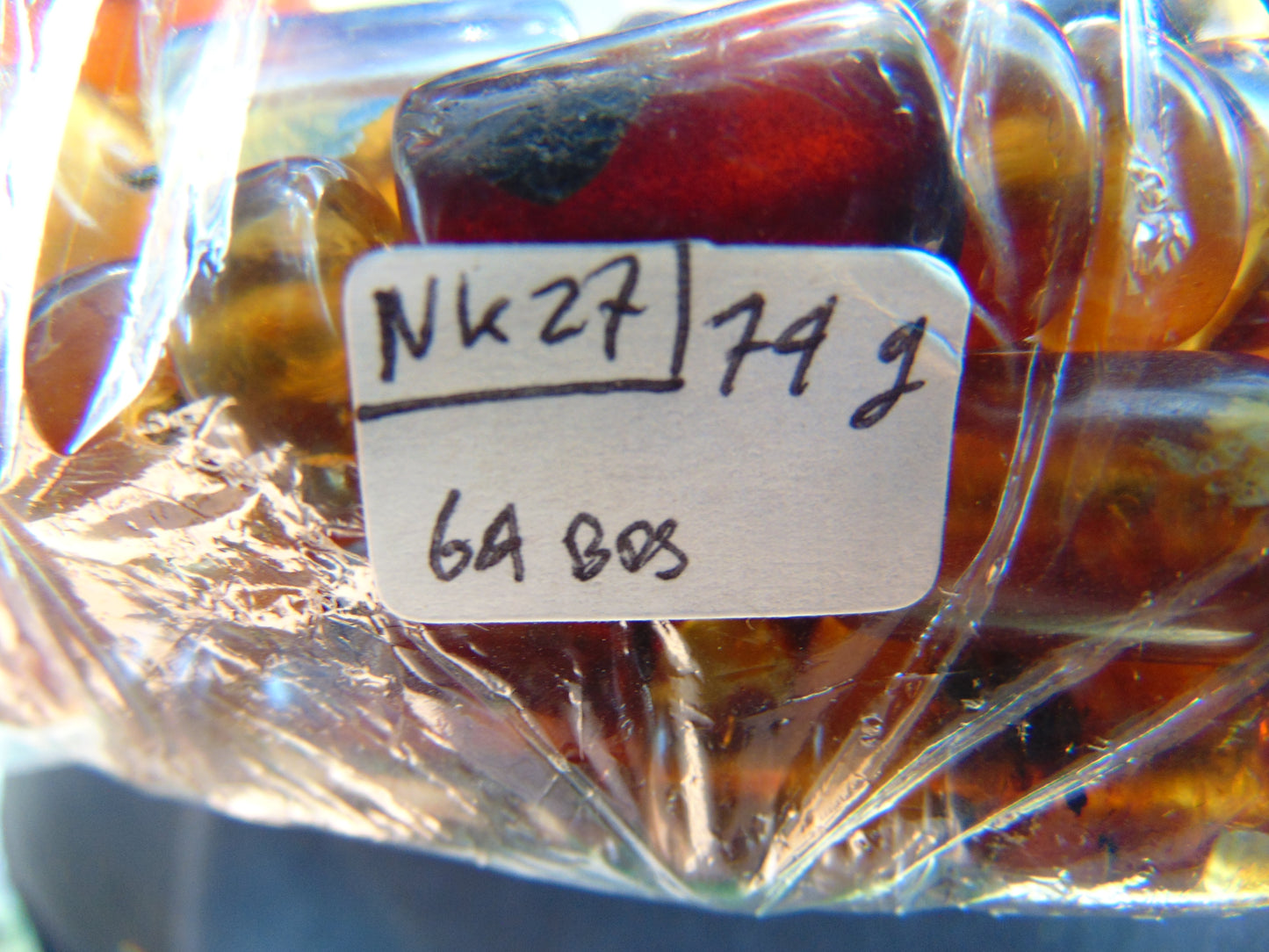 74 gram Small Beads Combination Necklace Indonesian Blue Amber for Healing NK27