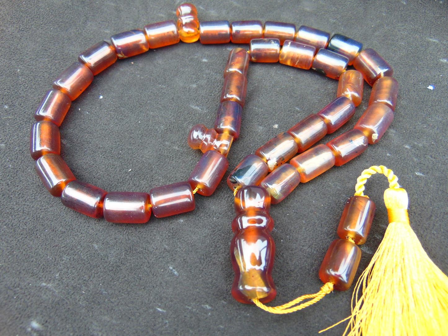 81 gr Komboloi Tasbih Rosary 33+2 Beads 12x17 mm Indonesian Yellow Bluish Amber for Healing TT34
