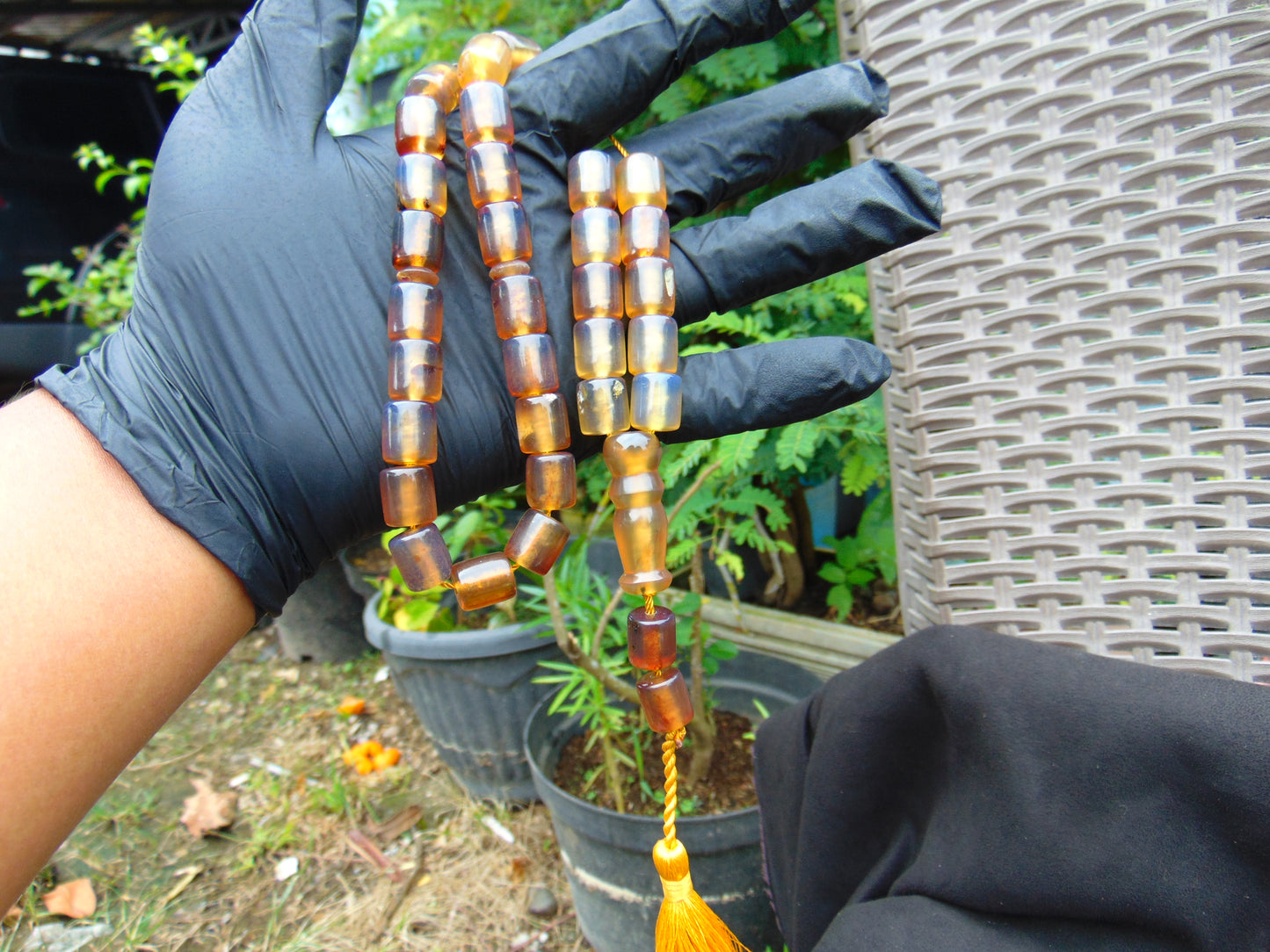 44 gr Komboloi Tasbih Rosary 33+2 Beads 11x12 mm Indonesian Yellow Bluish Amber for Healing TT32