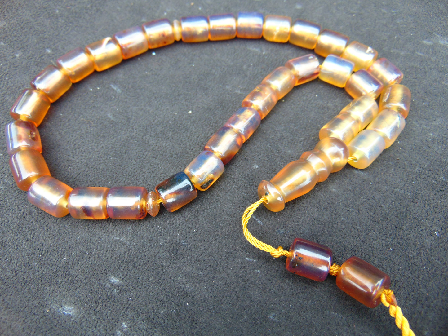 44 gr Komboloi Tasbih Rosary 33+2 Beads 11x12 mm Indonesian Yellow Bluish Amber for Healing TT32