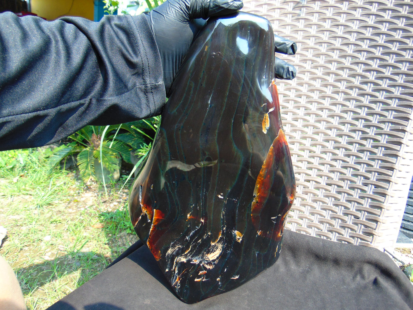 2341 gr Full Polished 25x11x5 cm Indonesian Dark Blue Amber for Healing ML22