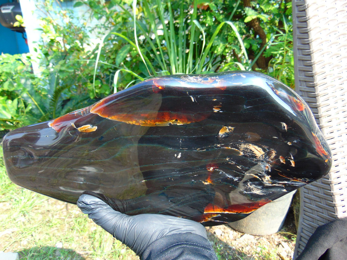 2341 gr Full Polished 25x11x5 cm Indonesian Dark Blue Amber for Healing ML22