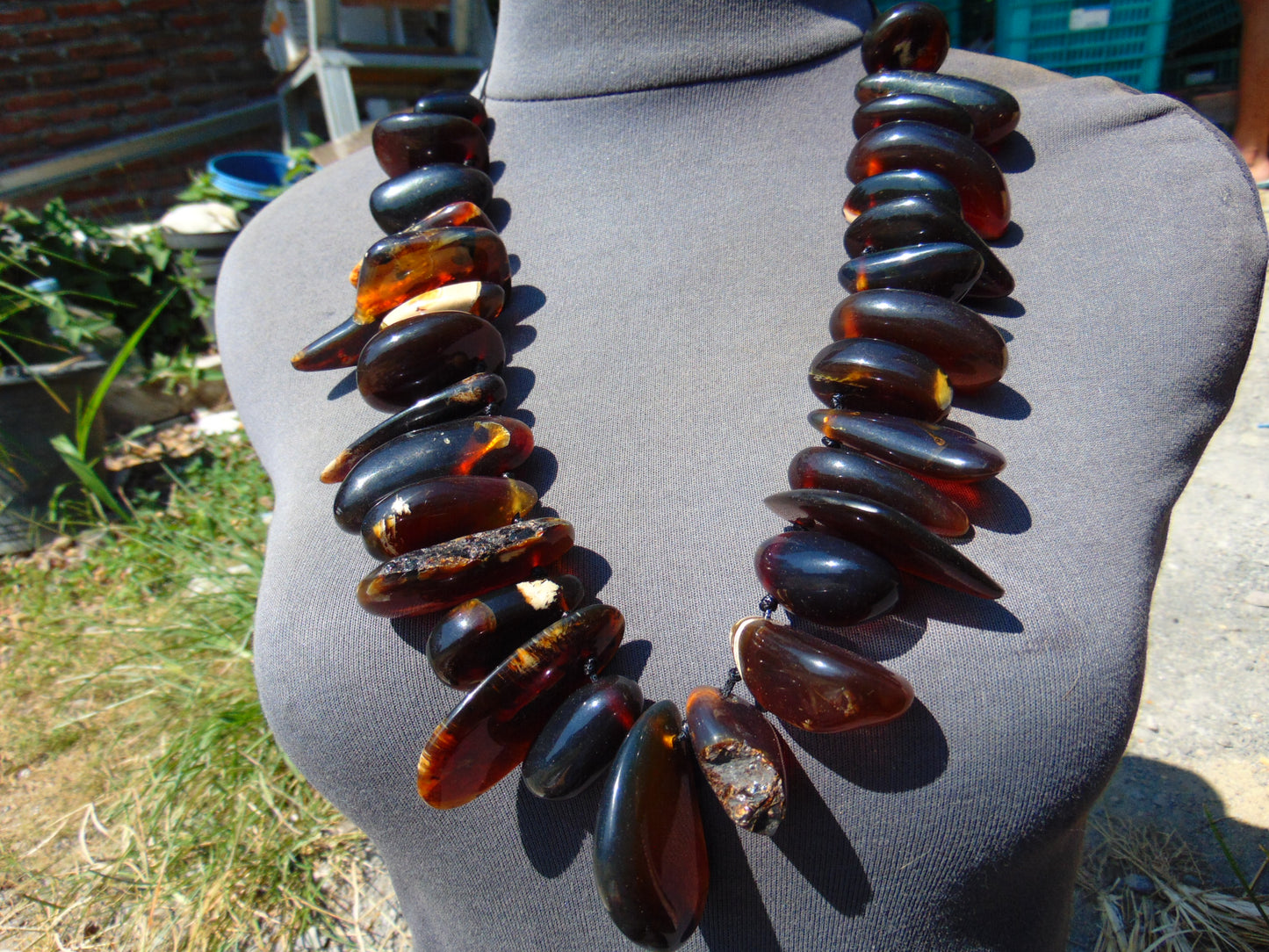 219 gram Small Beads Combination Necklace Statement Indonesian Amber for Healing A651