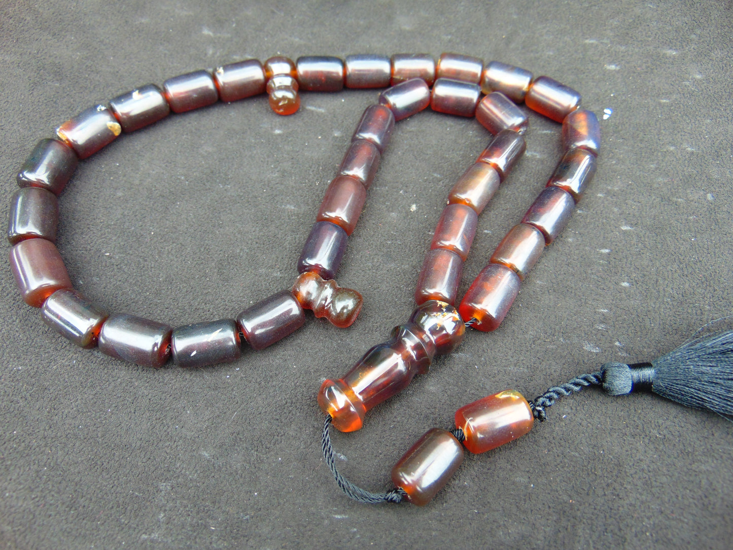 74 gr Komboloi Tasbih Rosary 33+2 Beads 12x17 mm Indonesian Dark Red Amber for Healing TT24