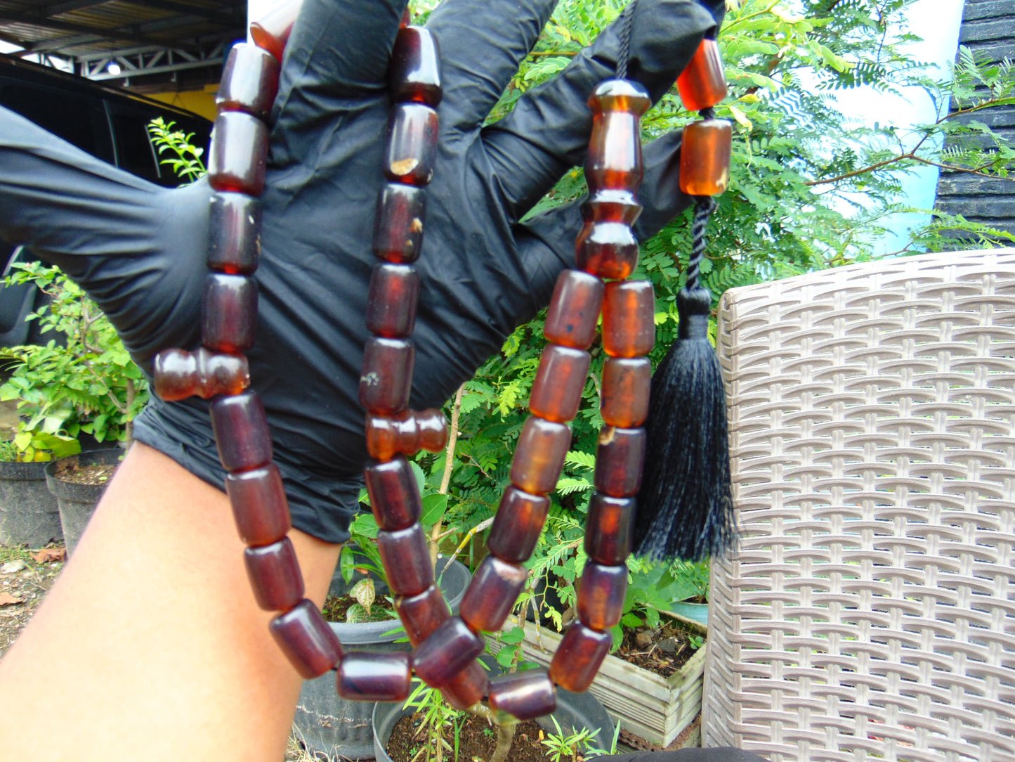74 gr Komboloi Tasbih Rosary 33+2 Beads 12x17 mm Indonesian Dark Red Amber for Healing TT24