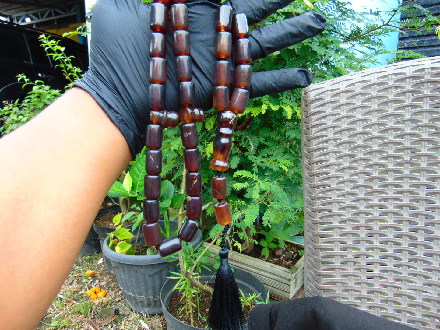 74 gr Komboloi Tasbih Rosary 33+2 Beads 12x17 mm Indonesian Dark Red Amber for Healing TT24