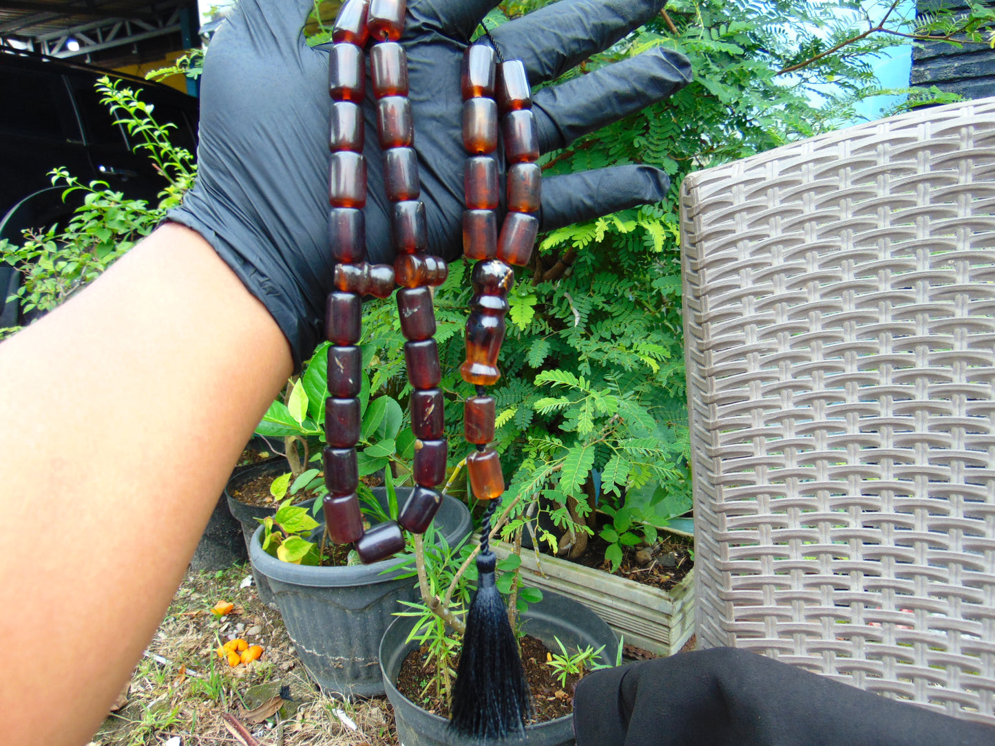 74 gr Komboloi Tasbih Rosary 33+2 Beads 12x17 mm Indonesian Dark Red Amber for Healing TT24