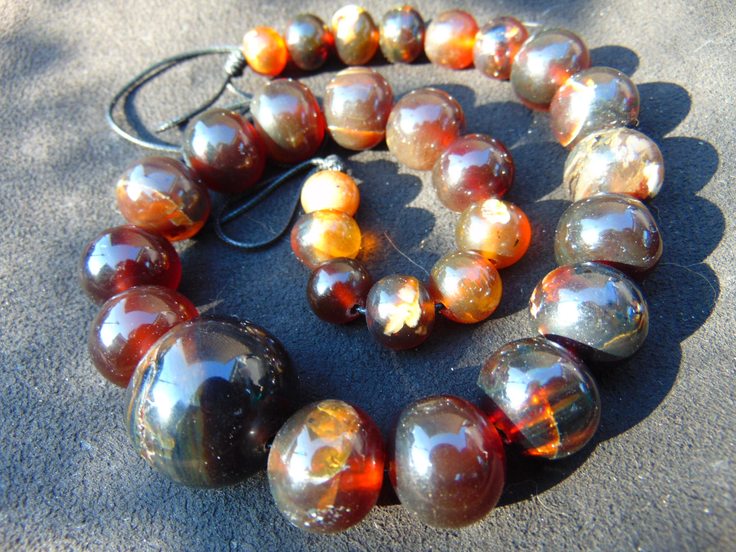 63 gram Small Beads Combination Necklace Indonesian Orange Amber for Healing NE229