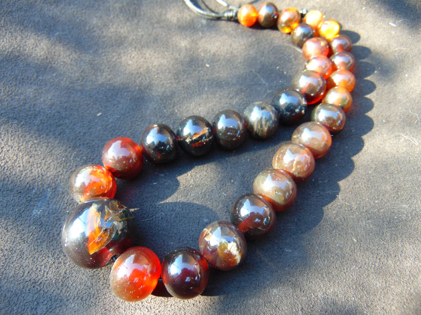 63 gram Small Beads Combination Necklace Indonesian Orange Amber for Healing NE229