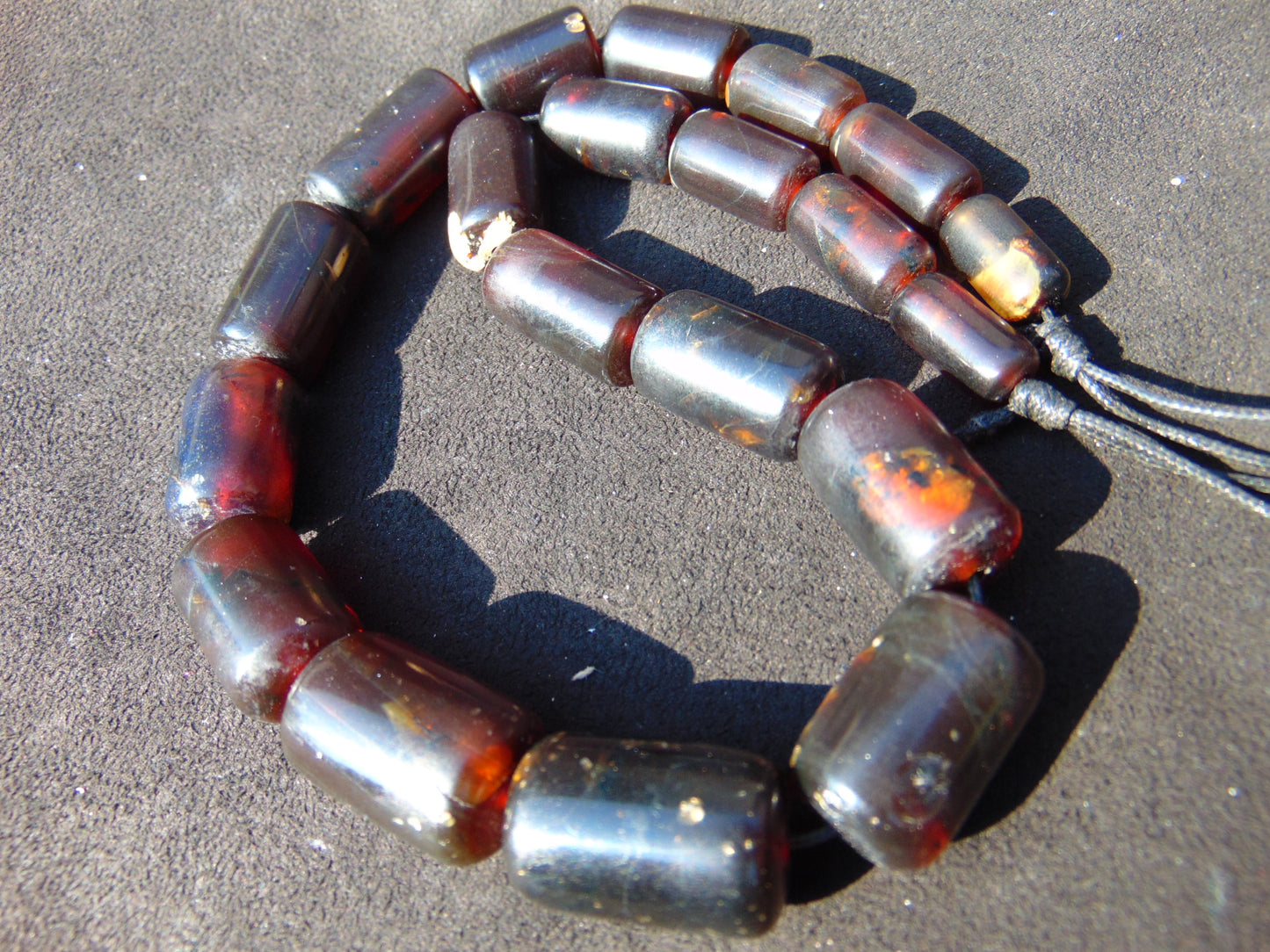 61 gram Small Beads Combination Necklace Indonesian Dark Red Amber for Healing NE223
