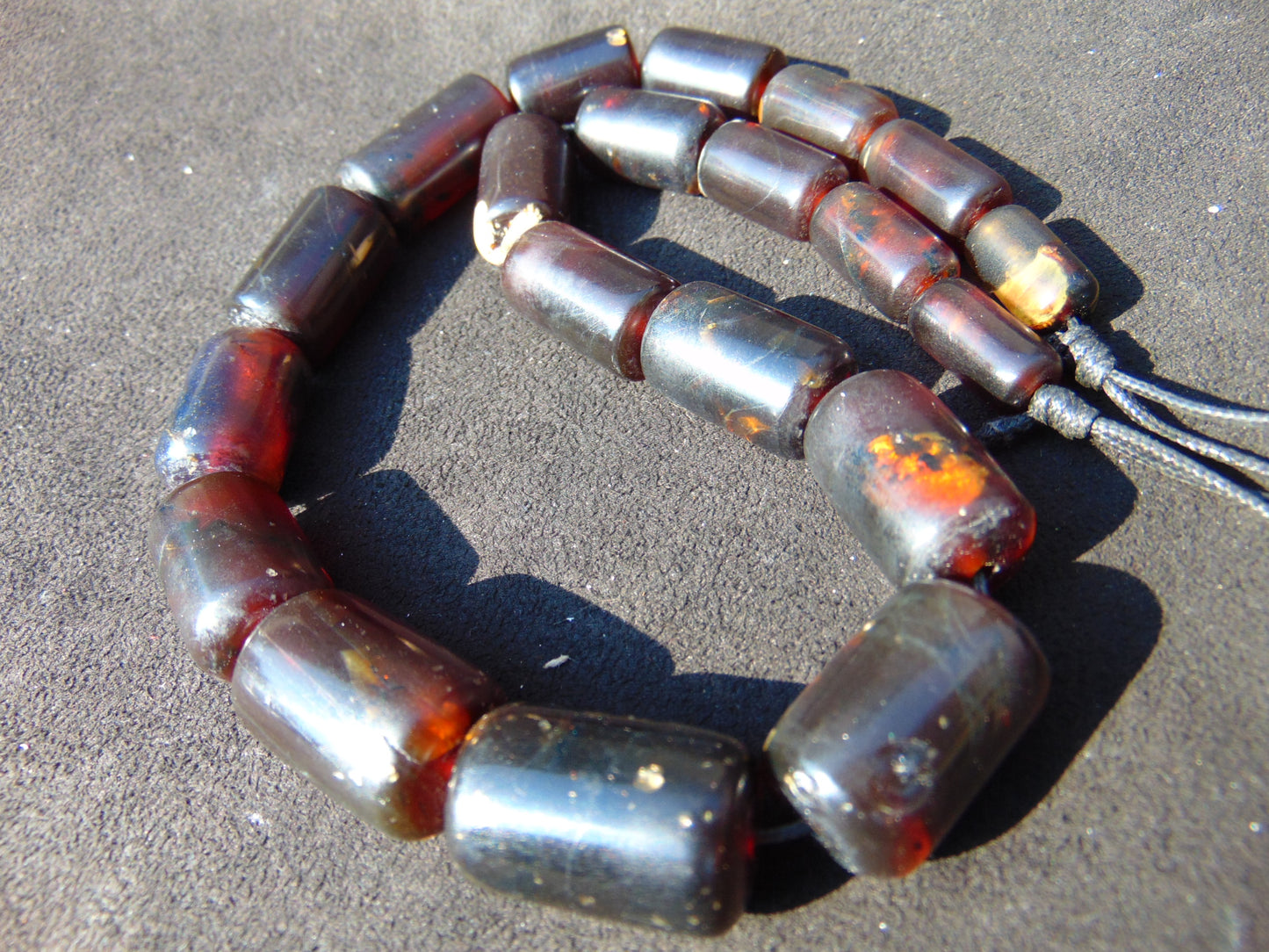 61 gram Small Beads Combination Necklace Indonesian Dark Red Amber for Healing NE223