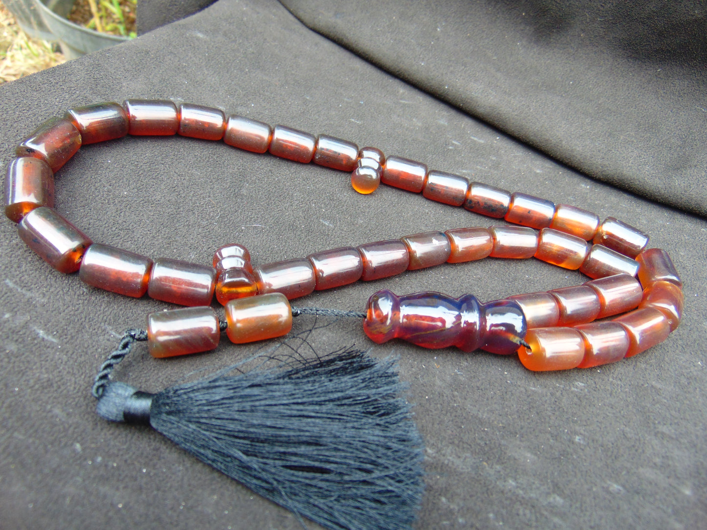 86 gr Komboloi Rosary 33+2 Beads 12x18 mm Indonesian Yellow Red Amber for Healing TT29