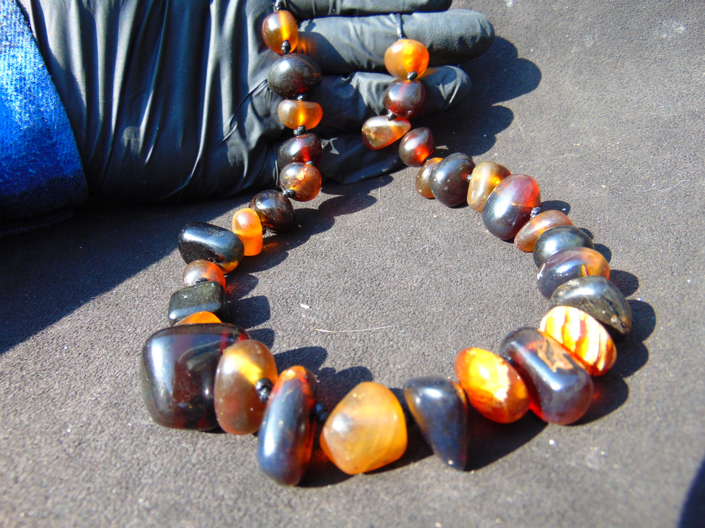 52 gram Small Beads Combination Necklace Indonesian Red White Amber for Healing A658