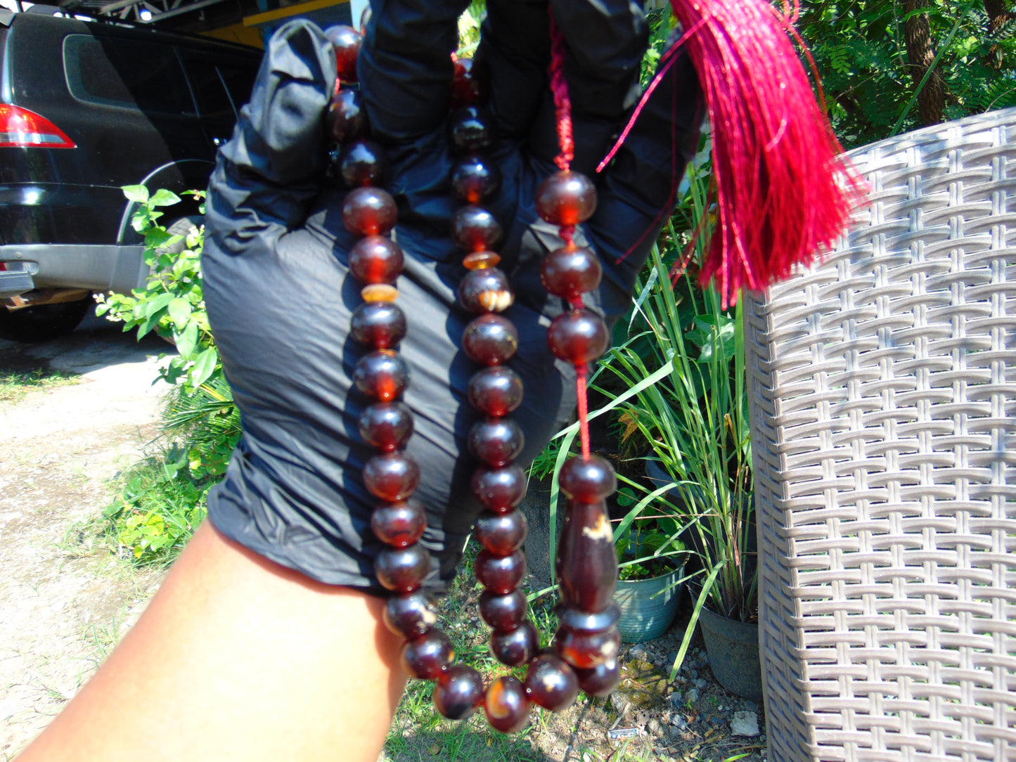 48 gr Hand Tasbih 33+3 Beads 12 mm Indonesian Dark Red Amber for Healing No.32