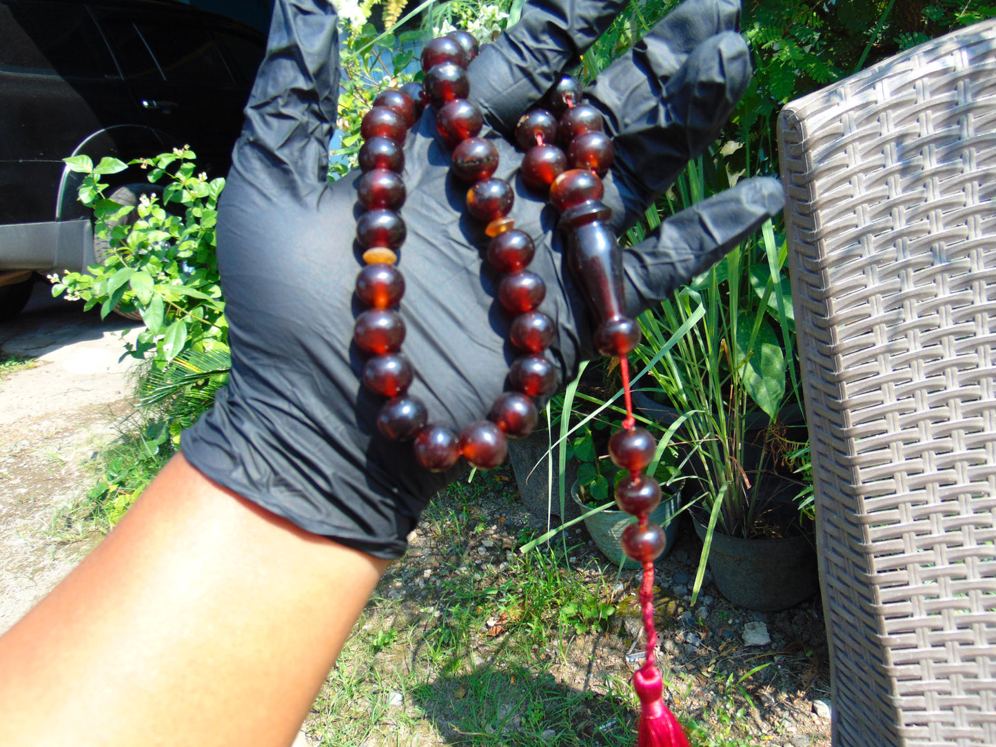 48 gr Hand Tasbih 33+3 Beads 12 mm Indonesian Dark Red Amber for Healing No.32